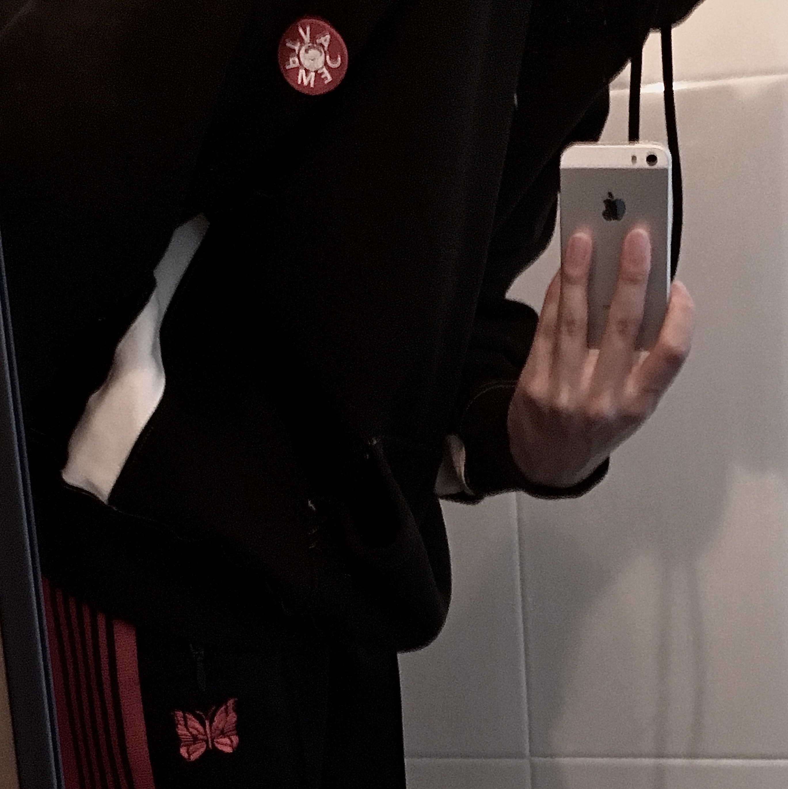 Cav Empt Solid Heavy Hoody #2 Black - 23FW, Needles x LHP Track Pants Poly Smooth Black Red 착용 스타일