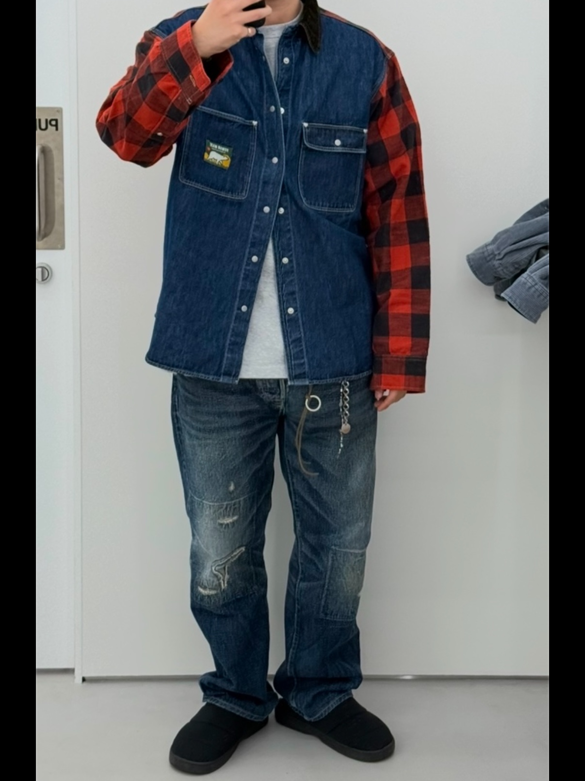 Human Made Scout Shirt Red 착용 스타일