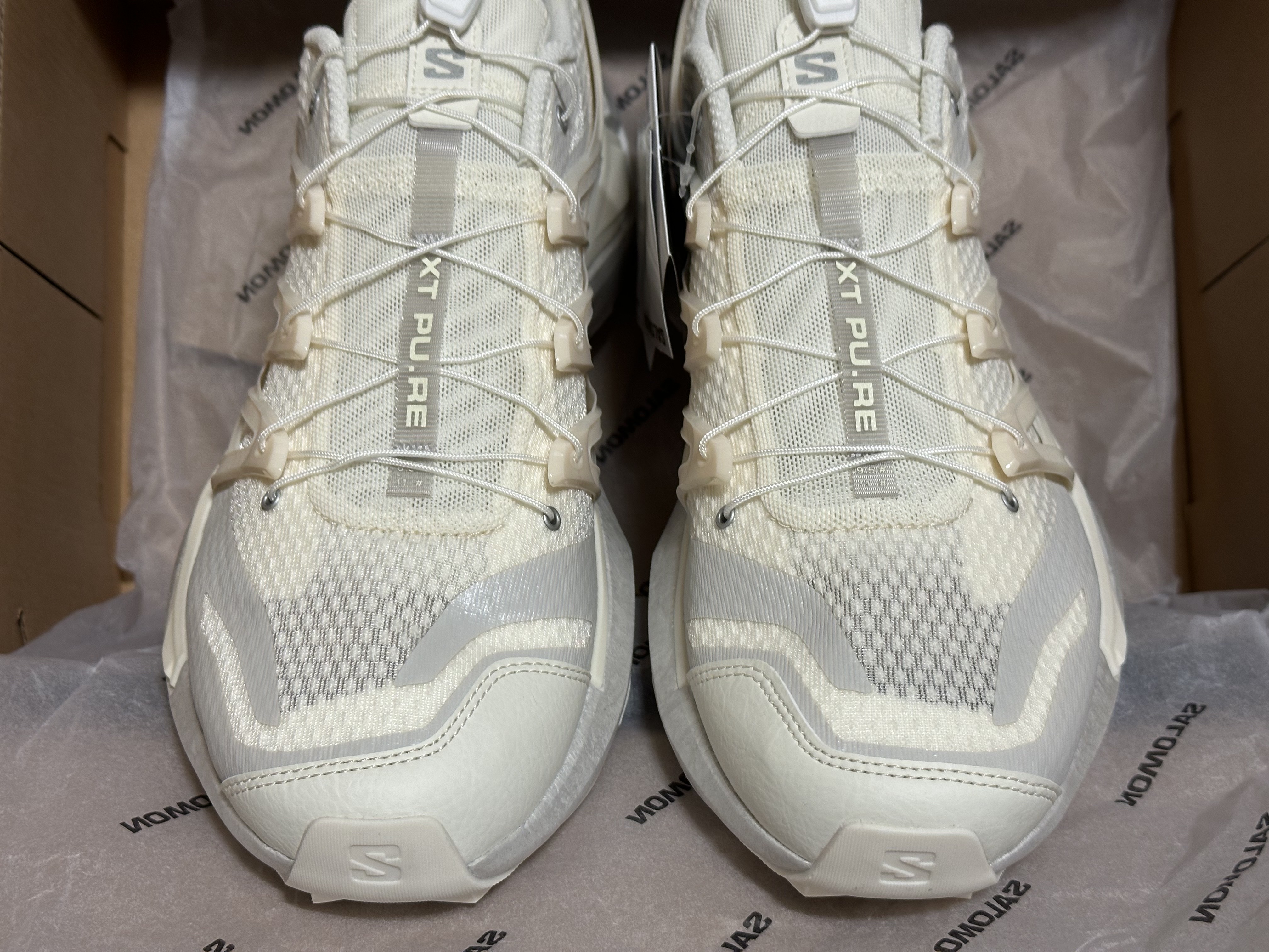 Salomon XT PU.RE ADV Vanilla Ice Glacier Gray 착용 스타일 - 2