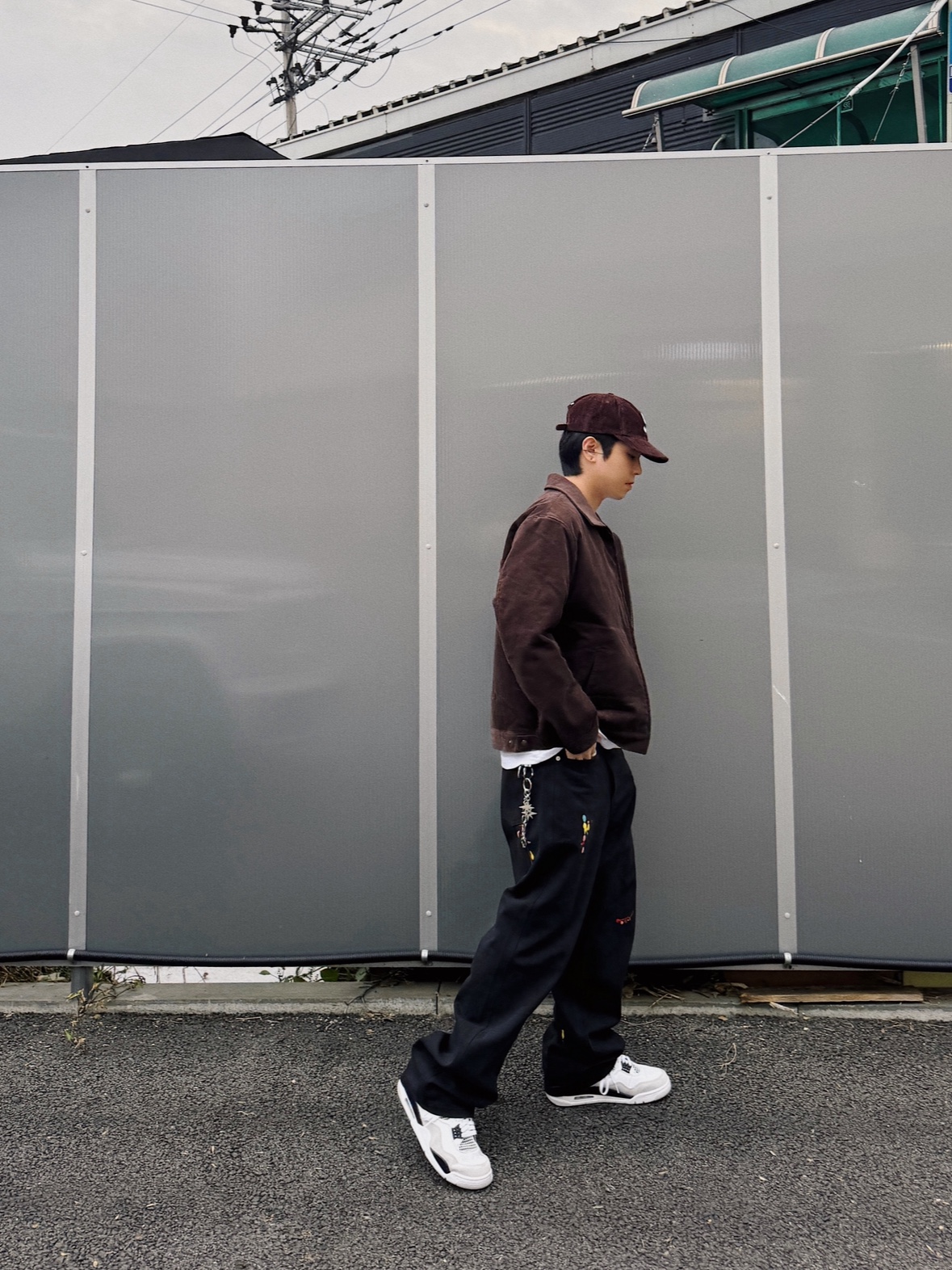 Supreme Corduroy S Logo 6-Panel Dark Brown - 24FW, Jordan 4 Retro White and Black 착용 스타일 - 9