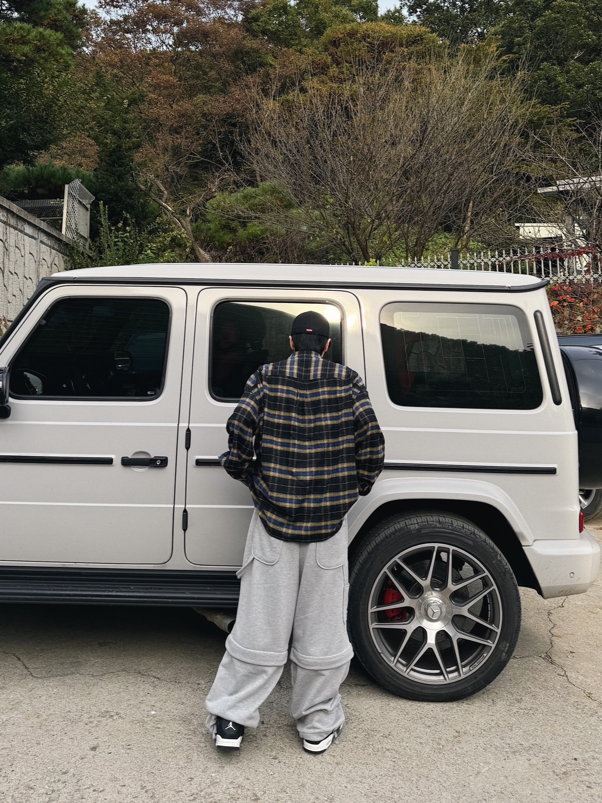 MJD Detachable Carpenter Sweat Pants Melange Grey, Jordan 4 Retro White Thunder 착용 스타일 - 4
