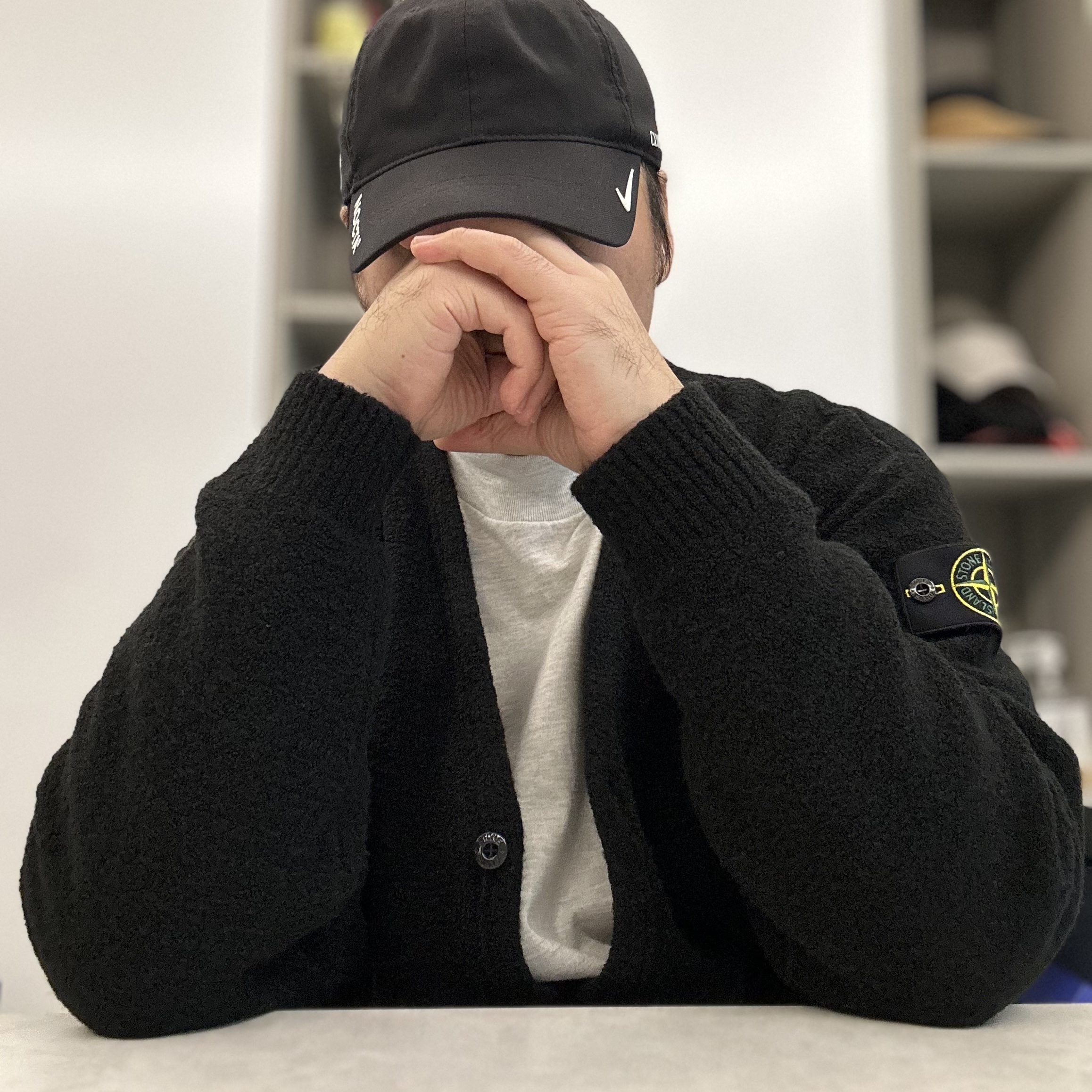 Supreme x Stone Island Boucle Cardigan Black - 23FW, Nike x Drake Nocta Golf Cap Black 착용 스타일