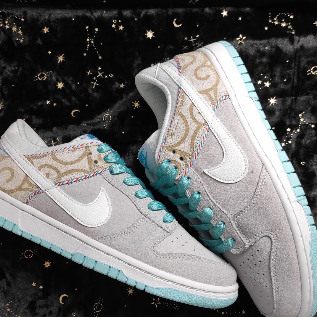 Nike Dunk Low Retro SE Barber Shop Grey 착용 스타일 - 2