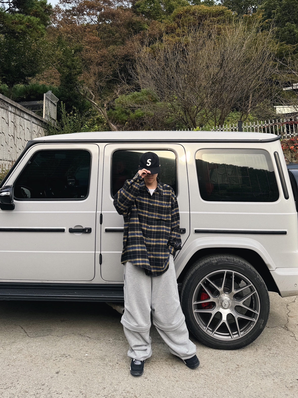 MJD Detachable Carpenter Sweat Pants Melange Grey, Jordan 4 Retro White Thunder 착용 스타일 - 2