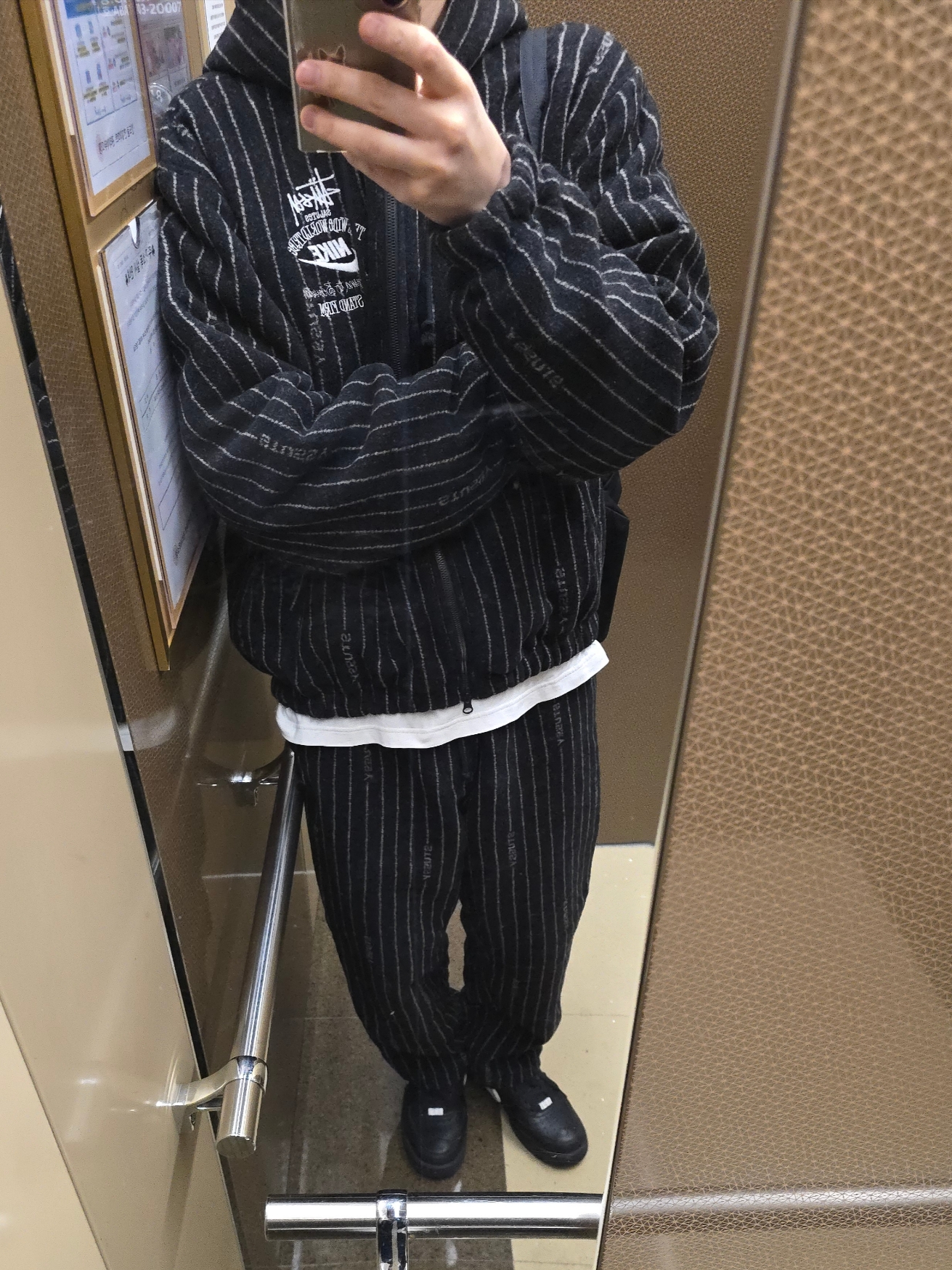 Nike x Stussy NRG Striped Wool Jacket Black (DR4023-010) 착용 스타일