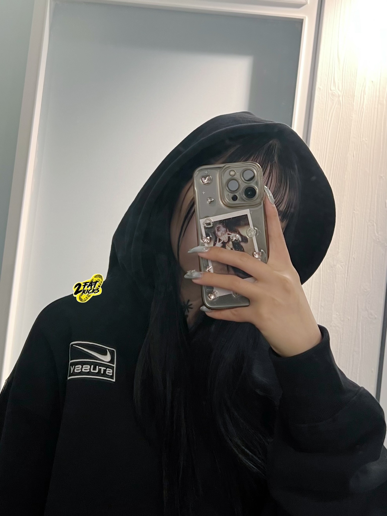 Nike x Stussy NRG RA Washed Pullover Hoodie Black (DN4028-010), Nike x Stussy NRG RA Pullover Hoodie Dark Grey Heather (DJ9489-063) 착용 스타일 - 3