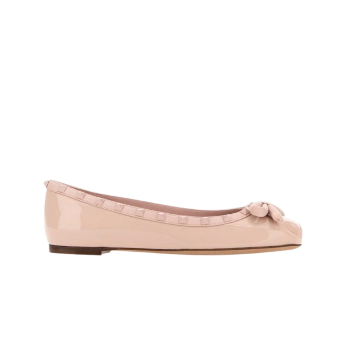 S0HQ5NBU16Q (W) Valentino Rockstud Patent Leather Ballerina Rose Cannelle