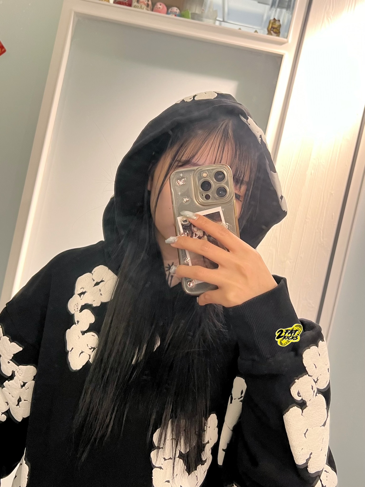 Denim Tears The Cotton Wreath Sweatshirt Black 착용 스타일 - 1