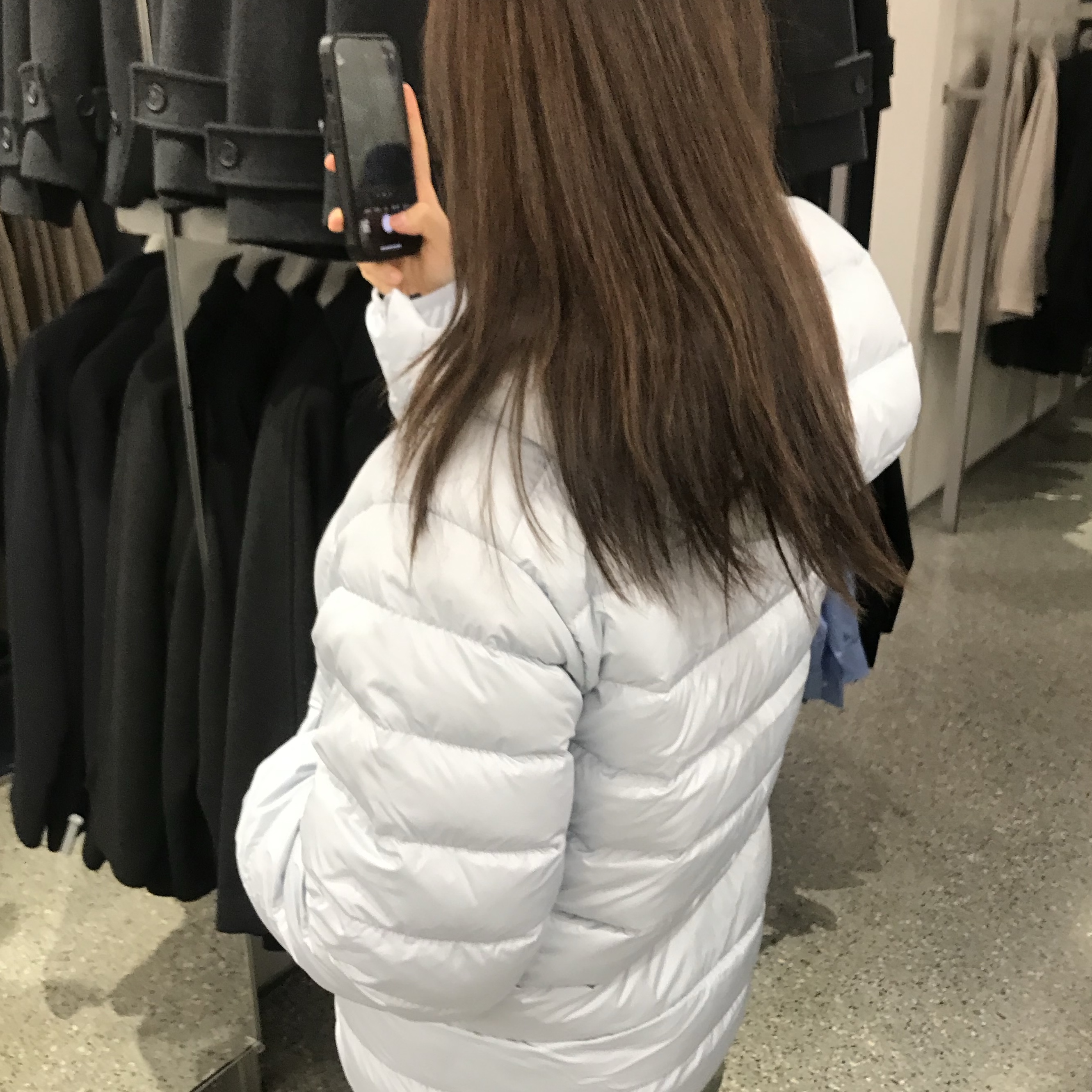 Musinsa Standard City Leisure Hooded Light Down Jacket Cloudy Blue 착용 스타일
