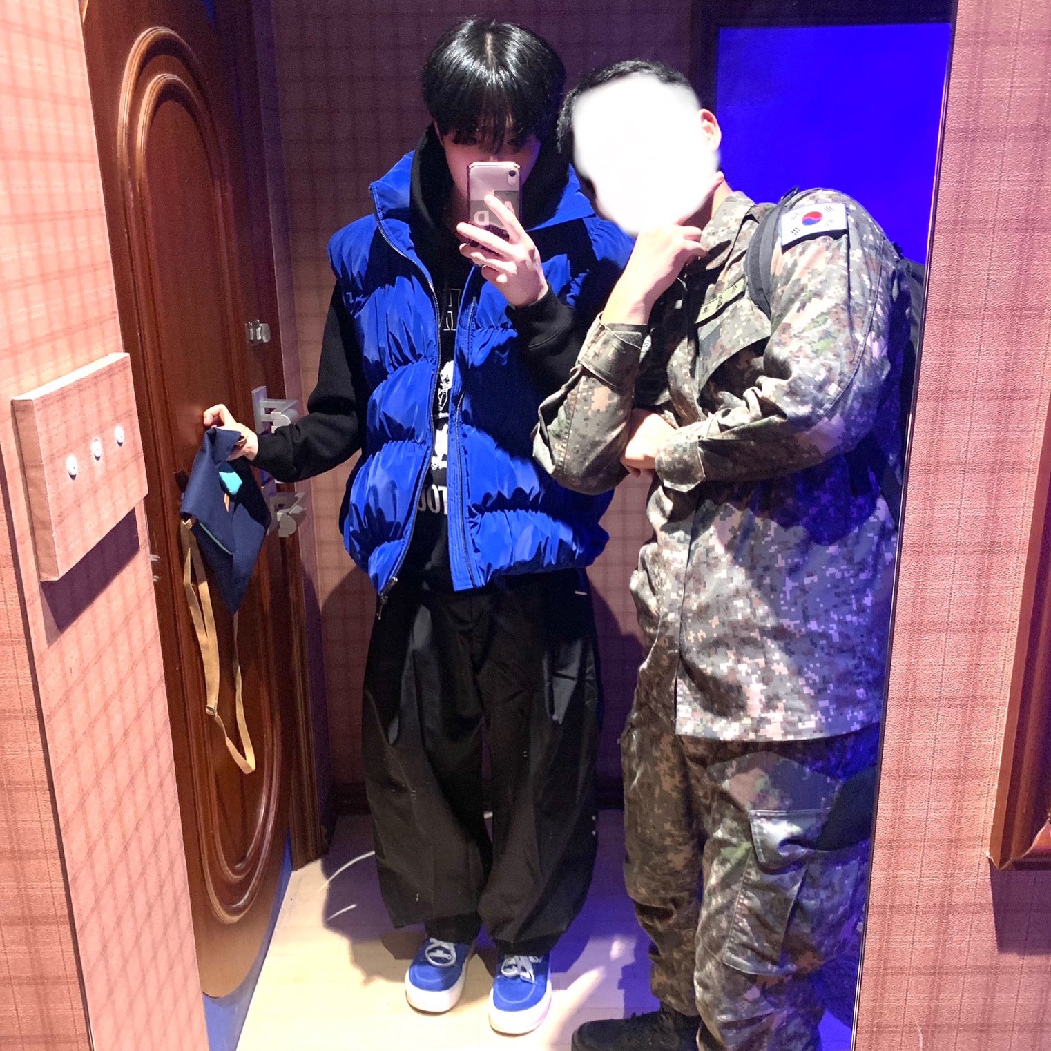 Ader Error Aren Down Vest Z-Blue, Sunnei Suede Dreamy Royal Blue 착용 스타일