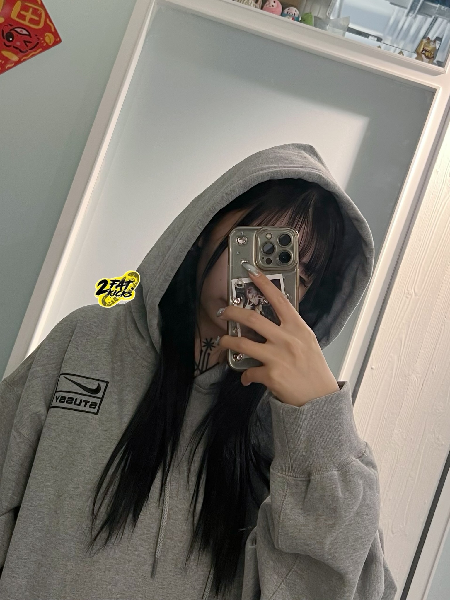 Nike x Stussy NRG RA Washed Pullover Hoodie Black (DN4028-010), Nike x Stussy NRG RA Pullover Hoodie Dark Grey Heather (DJ9489-063) 착용 스타일 - 6