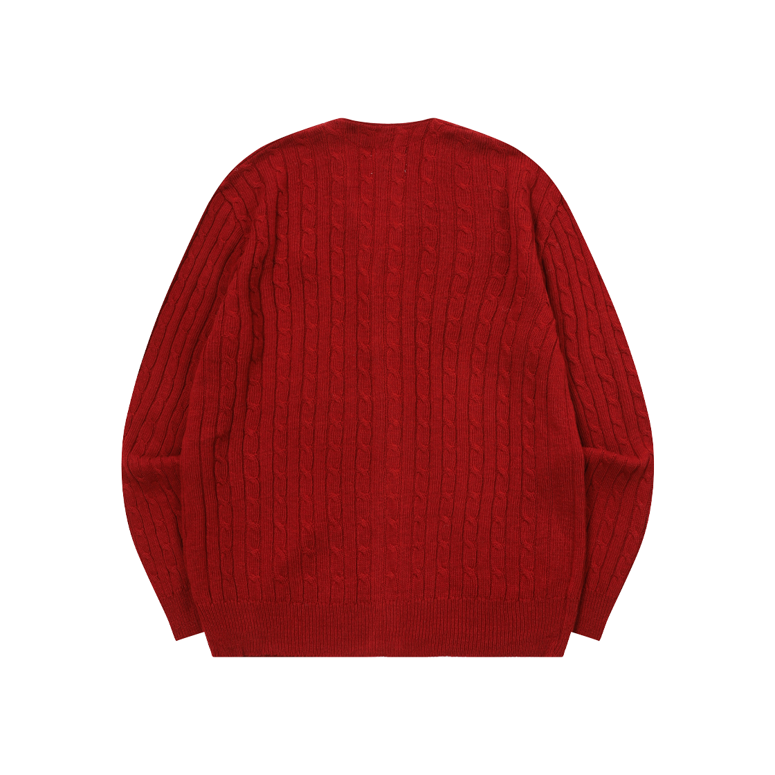 무센트 헴슬리 브이넥 케이블 니트 가디건 레드(MUCENT Helmsley V-neck Cable Knit Cardigan Red) - 3