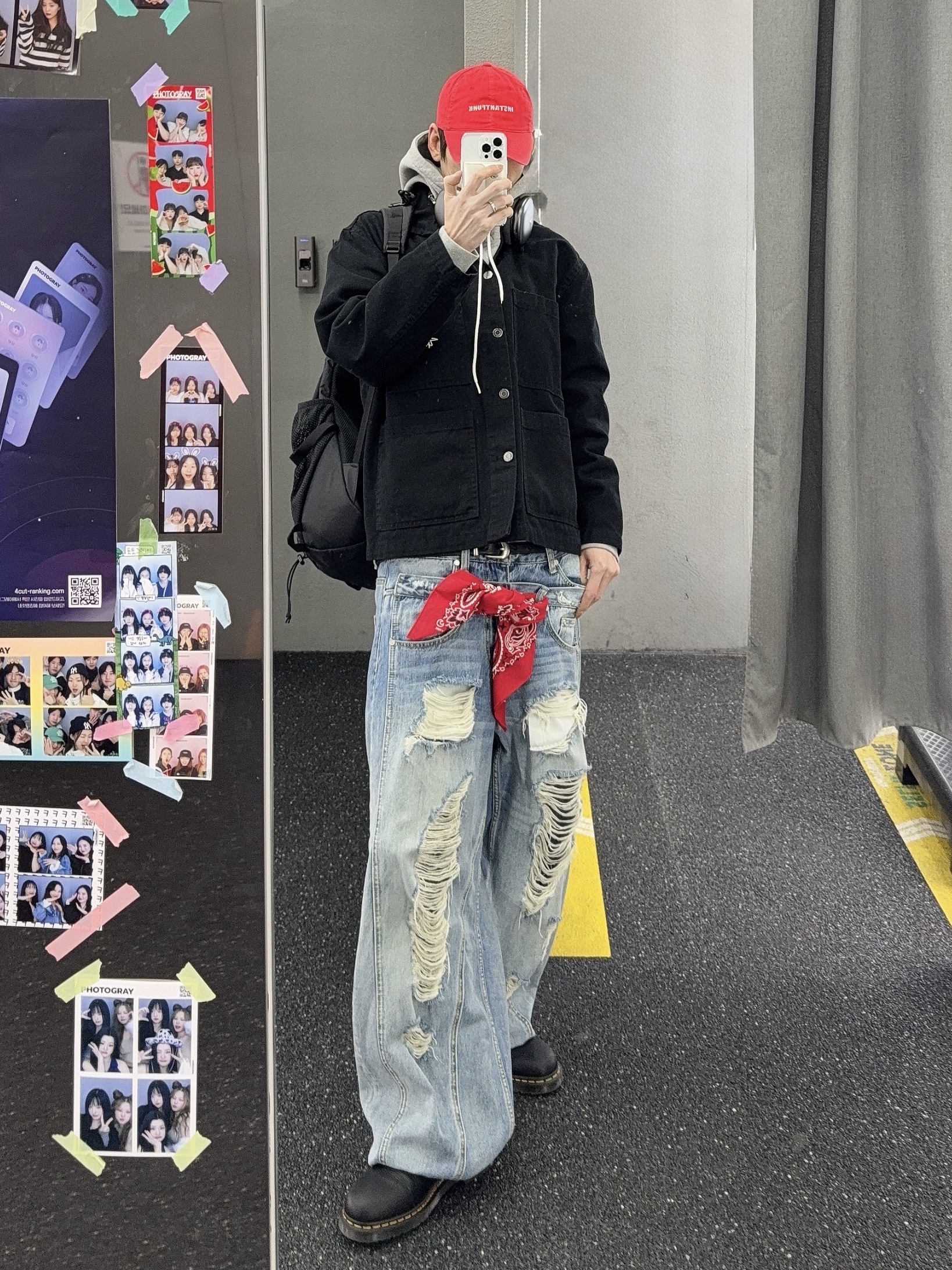 Dr. Martens 1461 Ambassador Black, Supreme Hav-A-Hank Bandanas Multicolor (Set of 3) - 24SS 착용 스타일 - 7