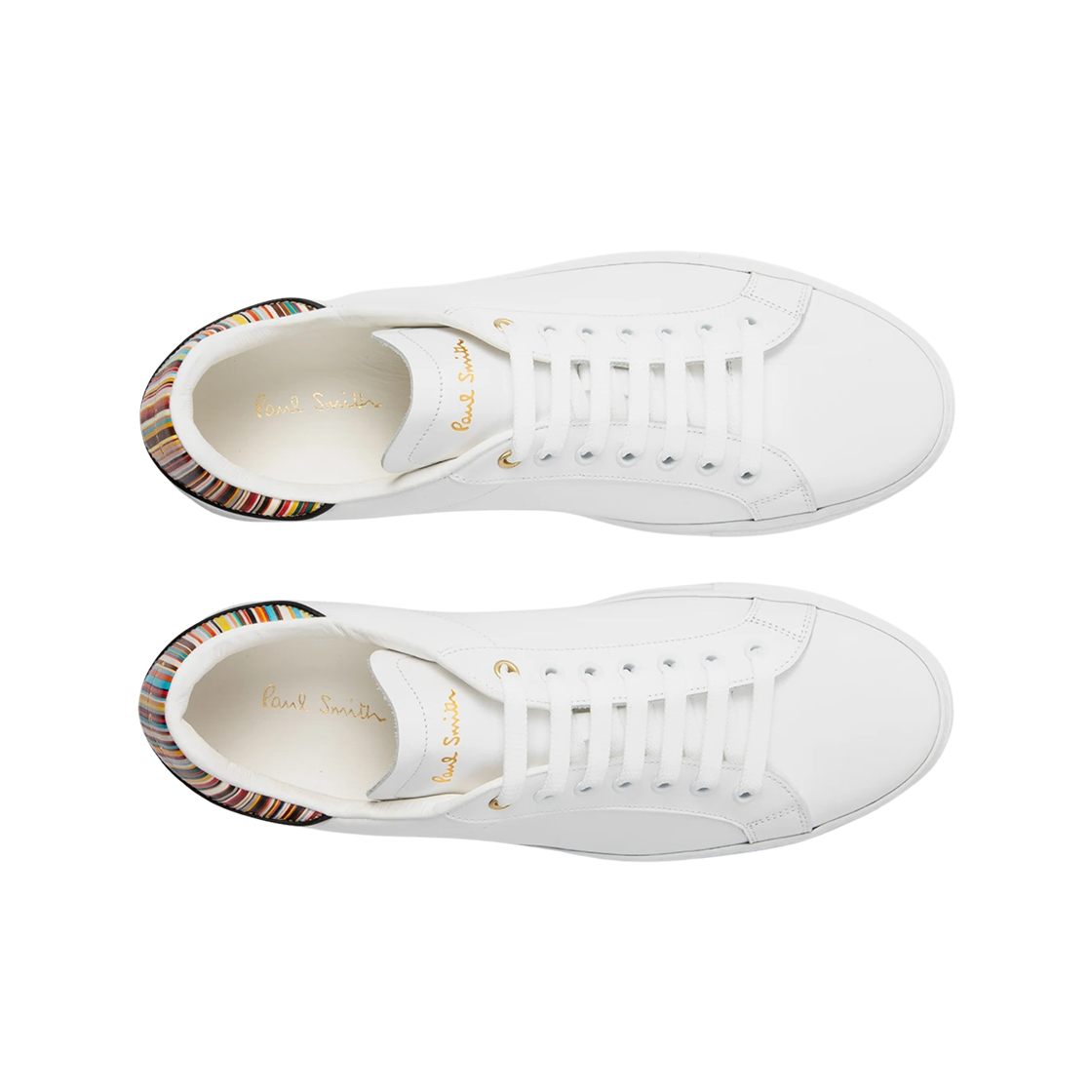 폴 스미스 레더 베크 트레이너 시그니쳐 스트라이프 힐 패널즈 화이트(Paul Smith Leather Beck Trainers with Signature Stirpe Heel Panels White) - 2