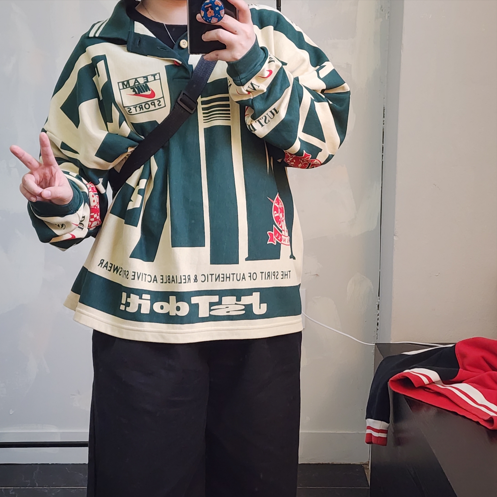 Nike x Cactus Plant Flea Market Long Sleeve Polo Natural - US/EU, Nike x Cactus Plant Flea Market Long Sleeve Polo Natural - Asia 착용 스타일 - 2