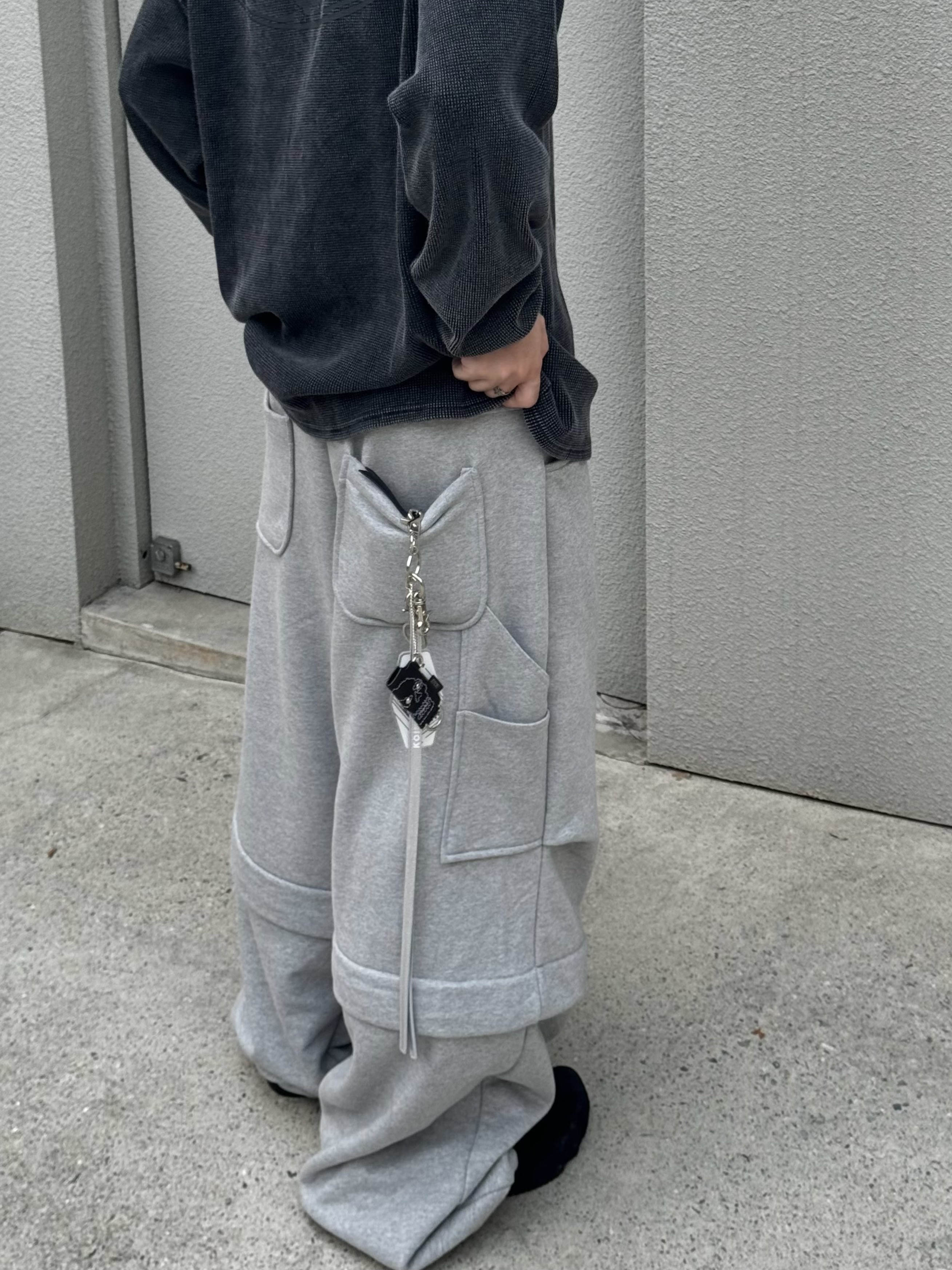 MJD Detachable Carpenter Sweat Pants Melange Grey, Balenciaga Sunday Mule Black 착용 스타일 - 2