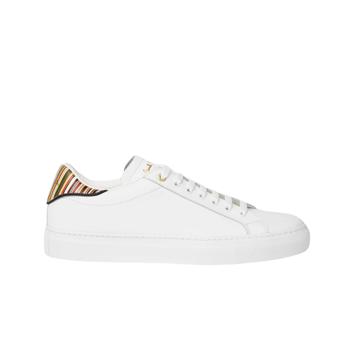 폴 스미스 레더 베크 트레이너 시그니쳐 스트라이프 힐 패널즈 화이트(Paul Smith Leather Beck Trainers with Signature Stirpe Heel Panels White) - 1