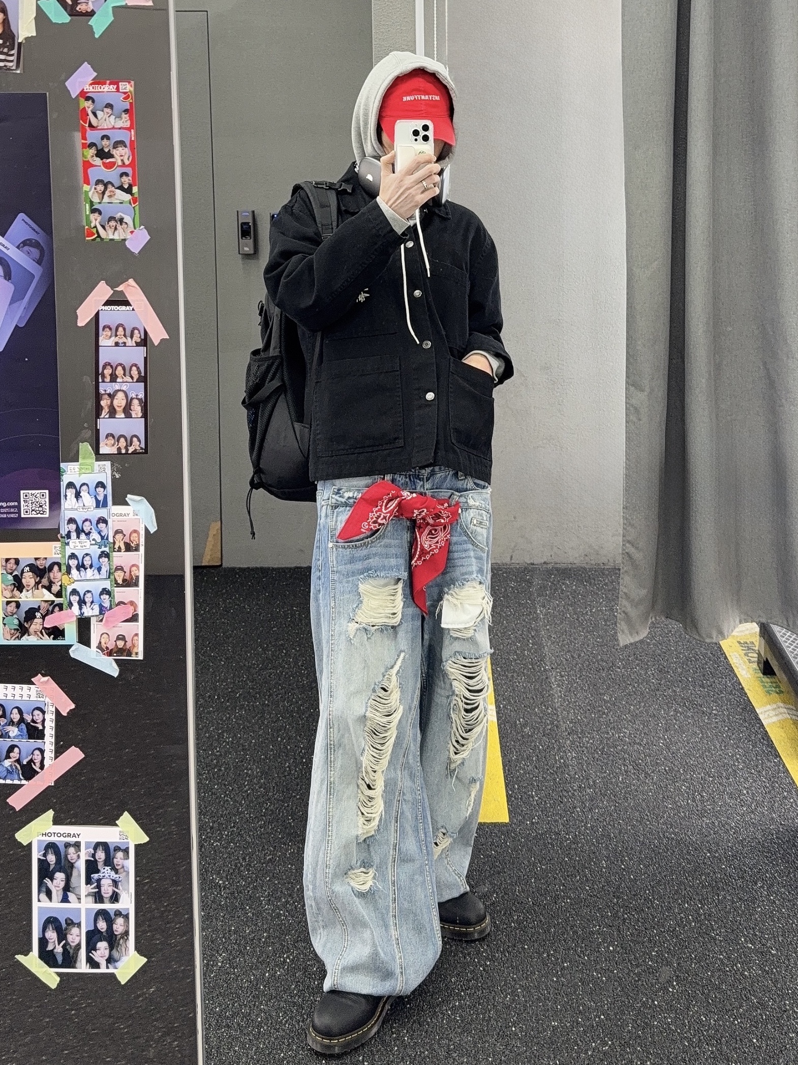 Dr. Martens 1461 Ambassador Black, Supreme Hav-A-Hank Bandanas Multicolor (Set of 3) - 24SS 착용 스타일 - 4
