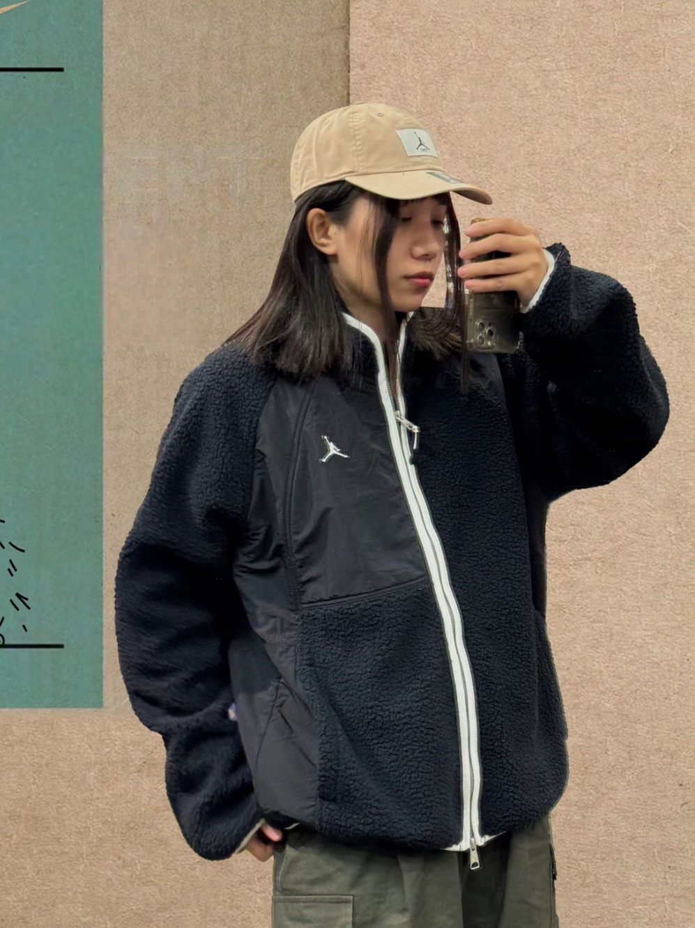 Jordan Essential Full Zip Winter Fleece Black - Asia 착용 스타일