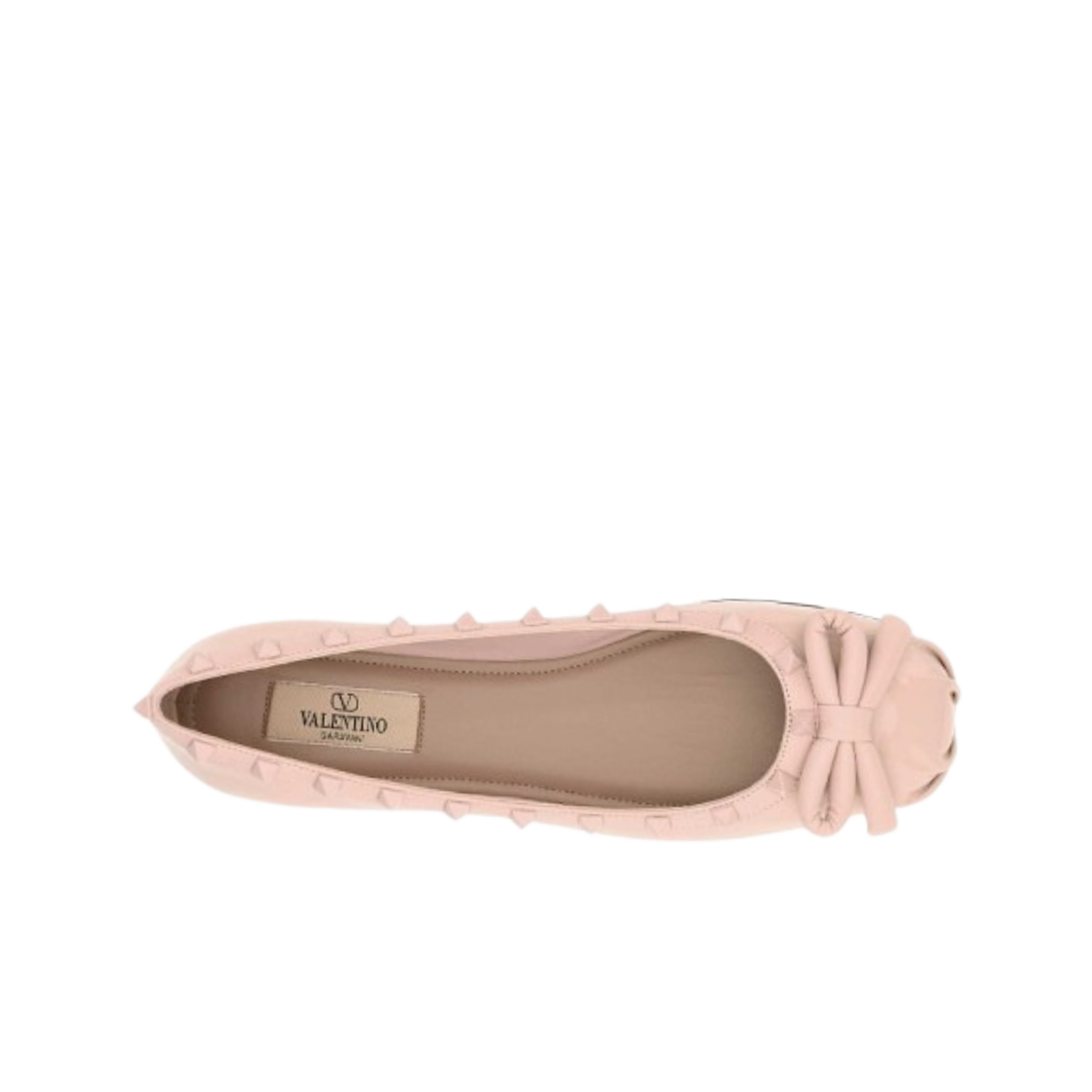 (W) 발렌티노 락스터드 페이턴트 레더 발리리나 로즈 카넬((W) Valentino Rockstud Patent Leather Ballerina Rose Cannelle) - 2