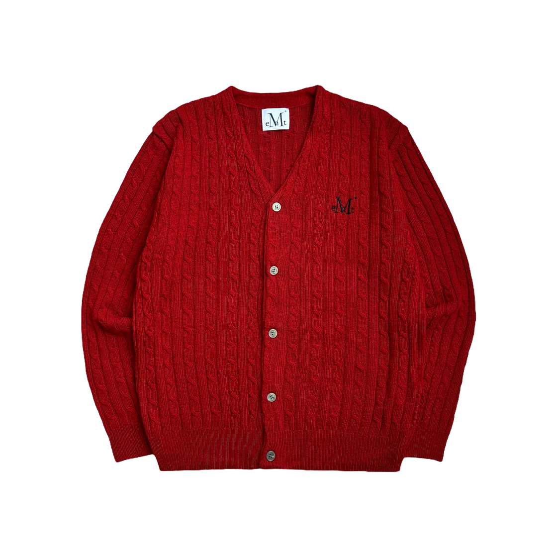 무센트 헴슬리 브이넥 케이블 니트 가디건 레드(MUCENT Helmsley V-neck Cable Knit Cardigan Red) - 2