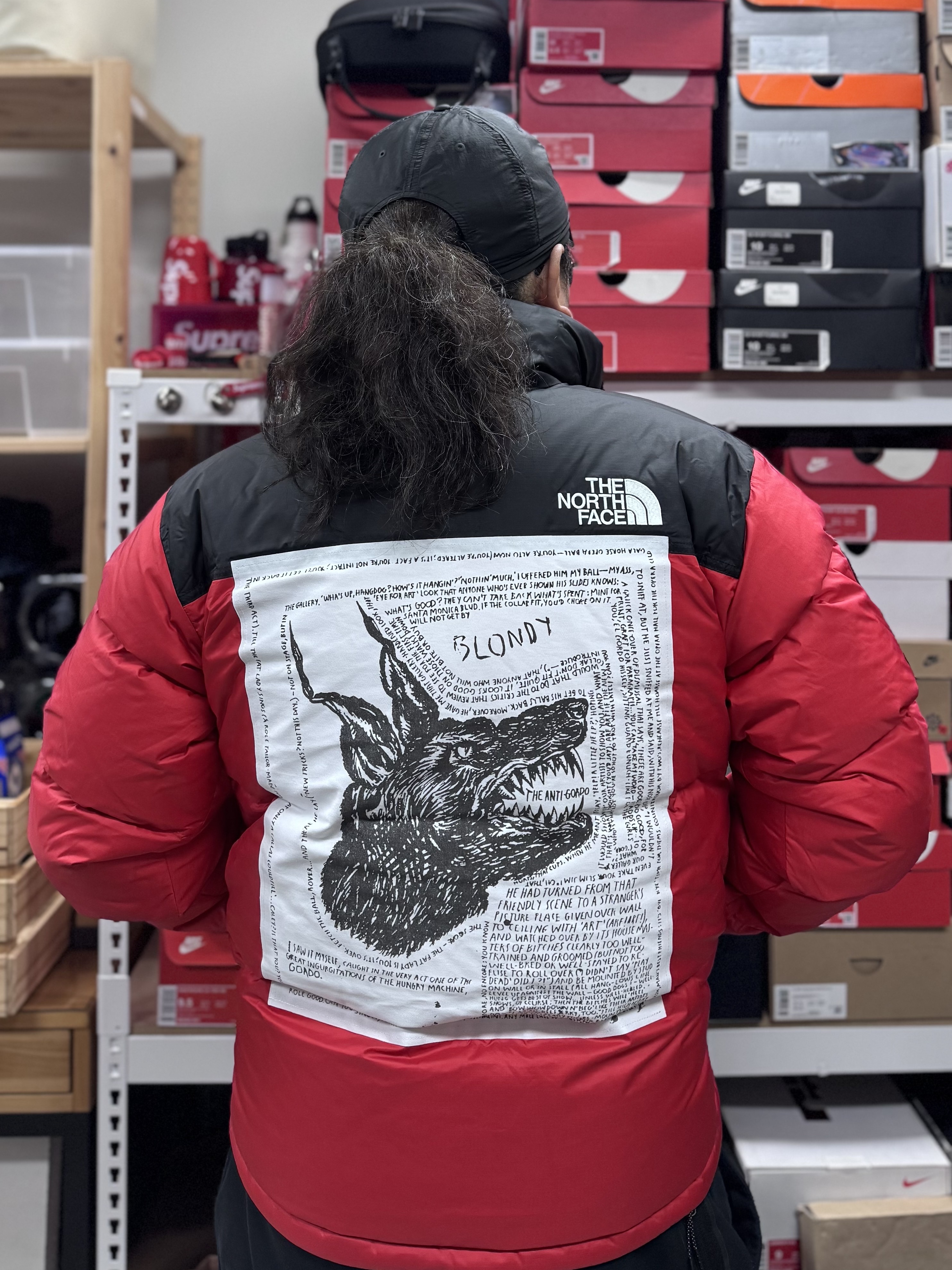 Supreme x The North Face Nuptse Jacket Red - 24FW 착용 스타일