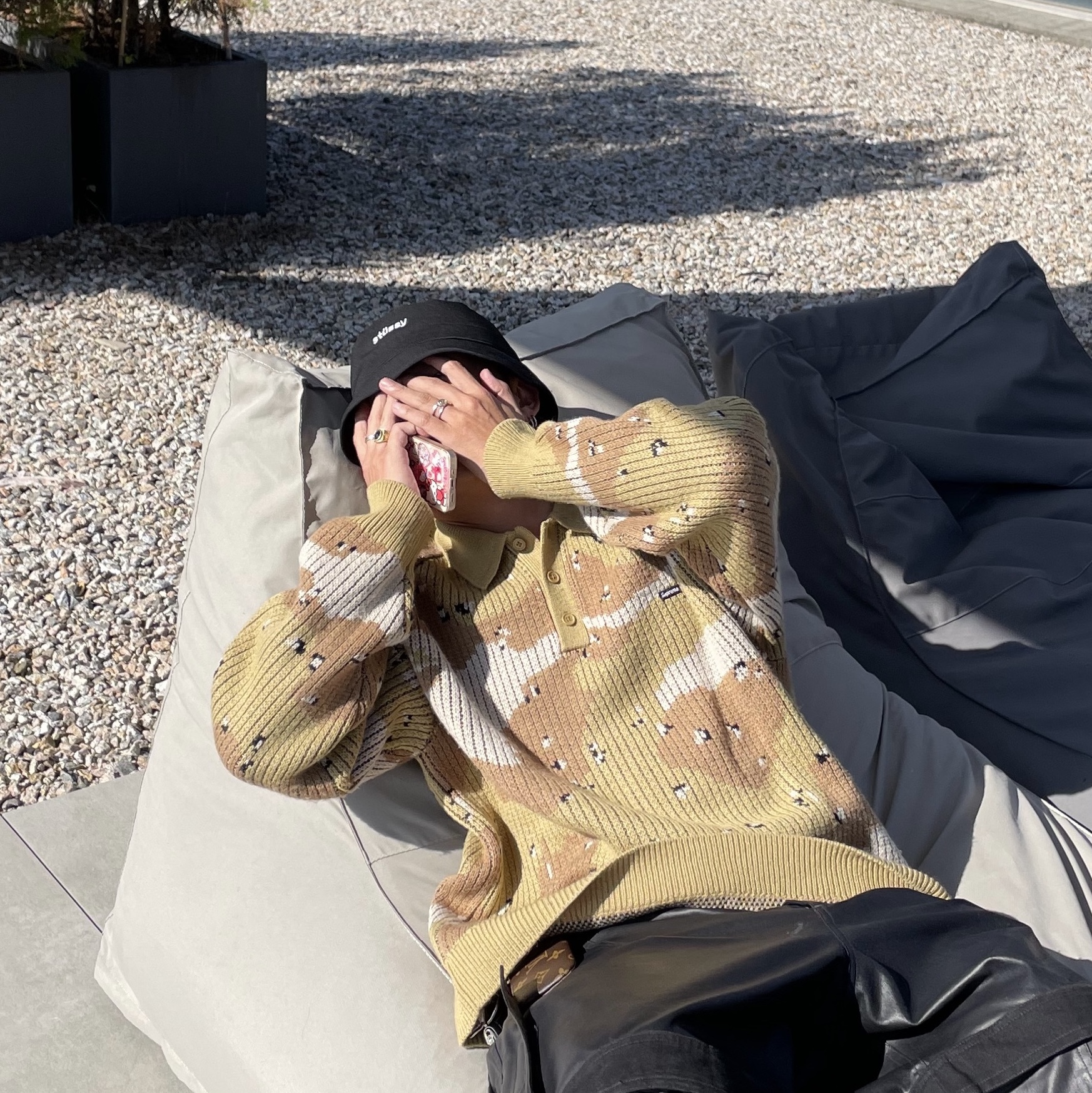 Supreme Small Box Polo Sweater Desert Camo - 24FW 착용 스타일 - 3