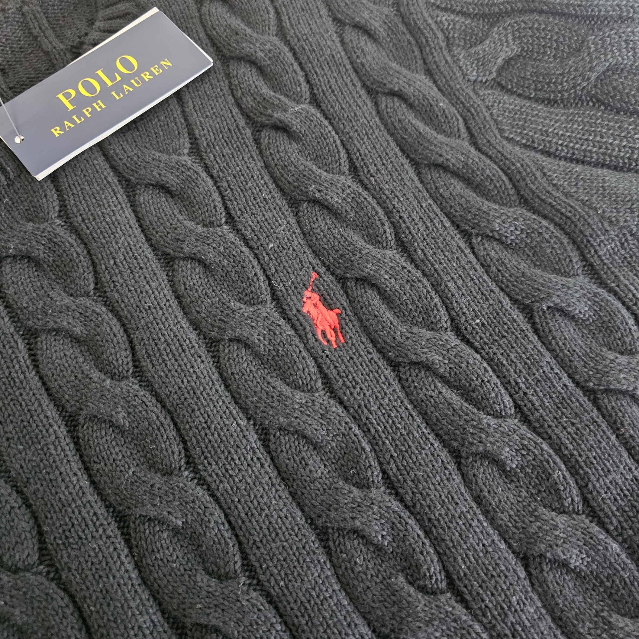 [30%적립] Polo Ralph Lauren Cable Knit Cotton Sweater Black 착용 스타일
