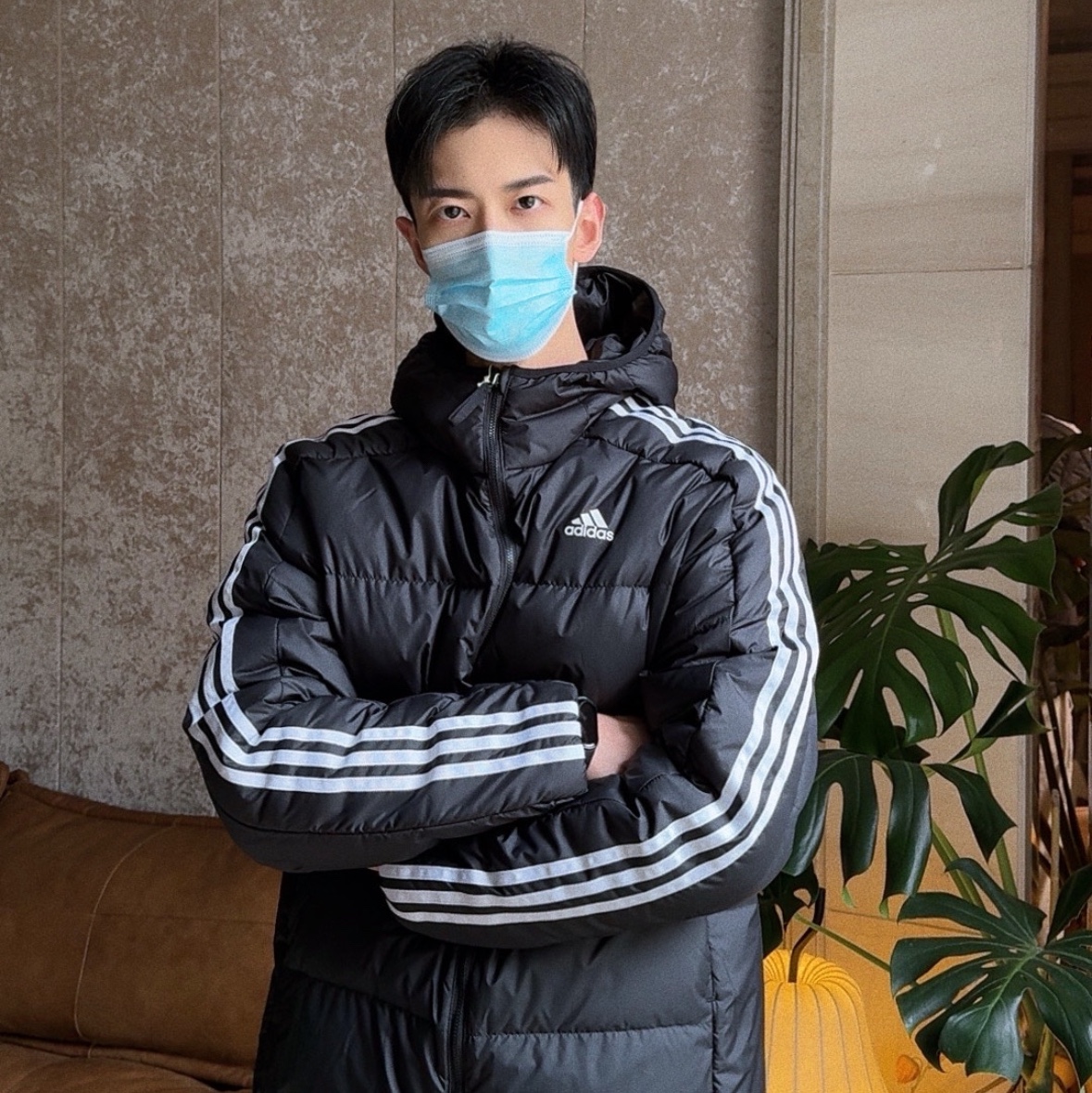 Adidas Sport Performance 3-Stripes Padded Jacket Black - KR Sizing 착용 스타일 - 1