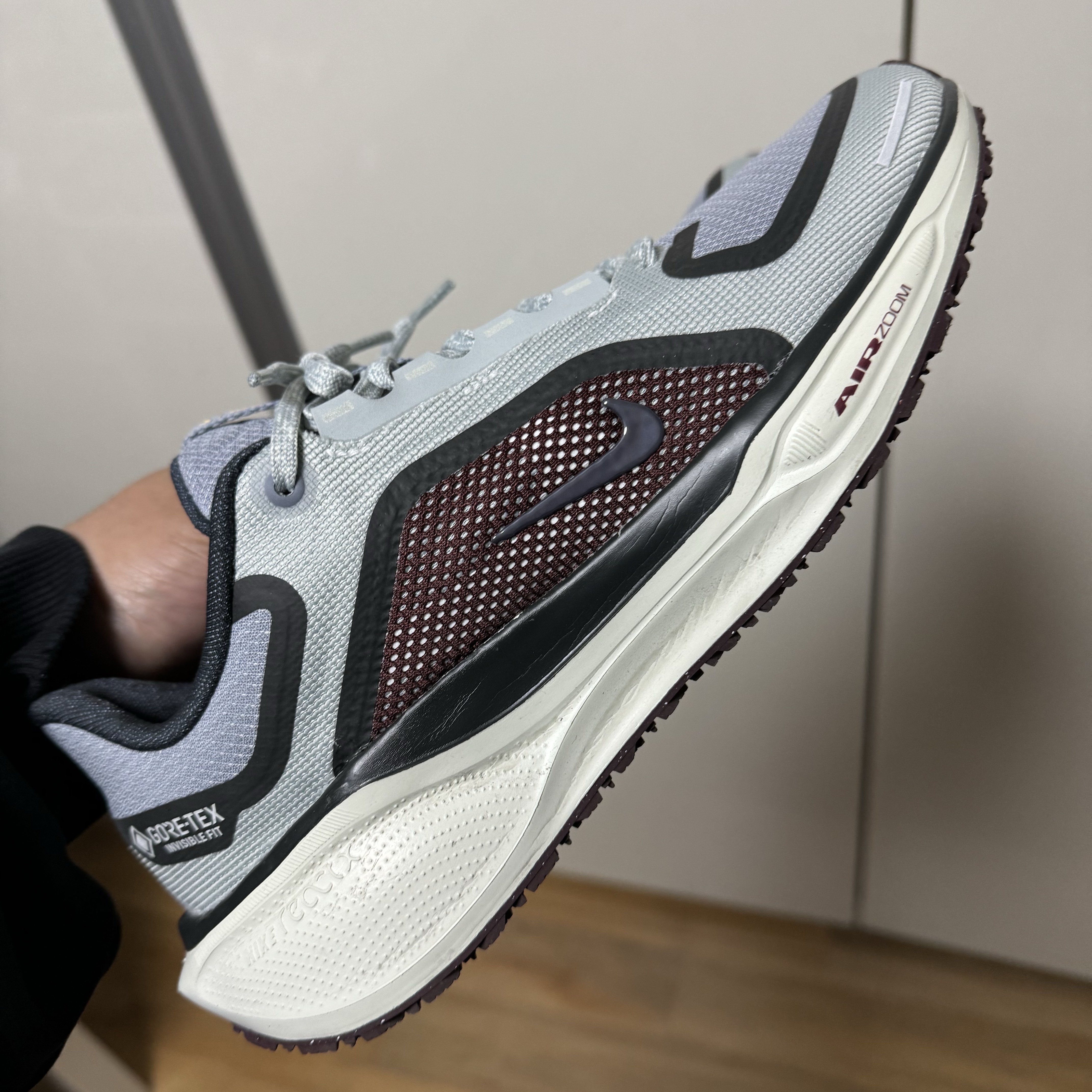 Nike Air Zoom Pegasus 41 Gore-Tex Light Pumice Burgundy Crush 착용 스타일