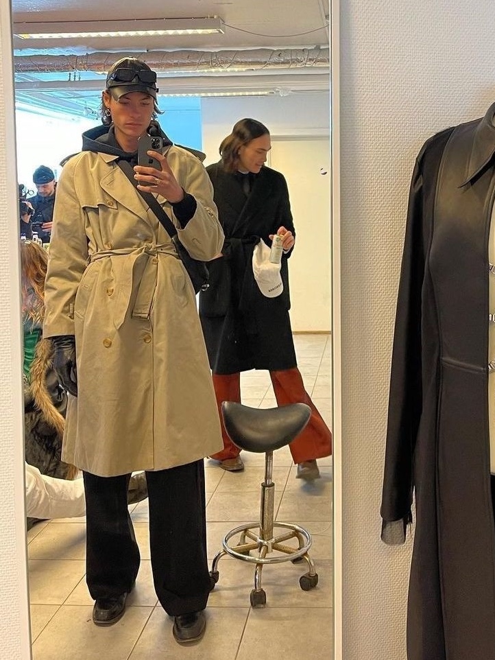 RWB Fender Line Rivet Hoodie Black, Siyazu SIOT4116 Maxi Trench Coat Camel Beige 착용 스타일 - 4