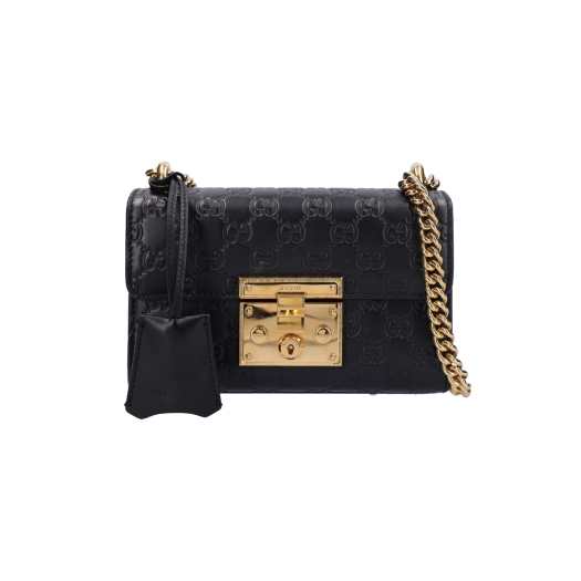 409487 Gucci Padlock Small GG Shoulder Bag Shima Black