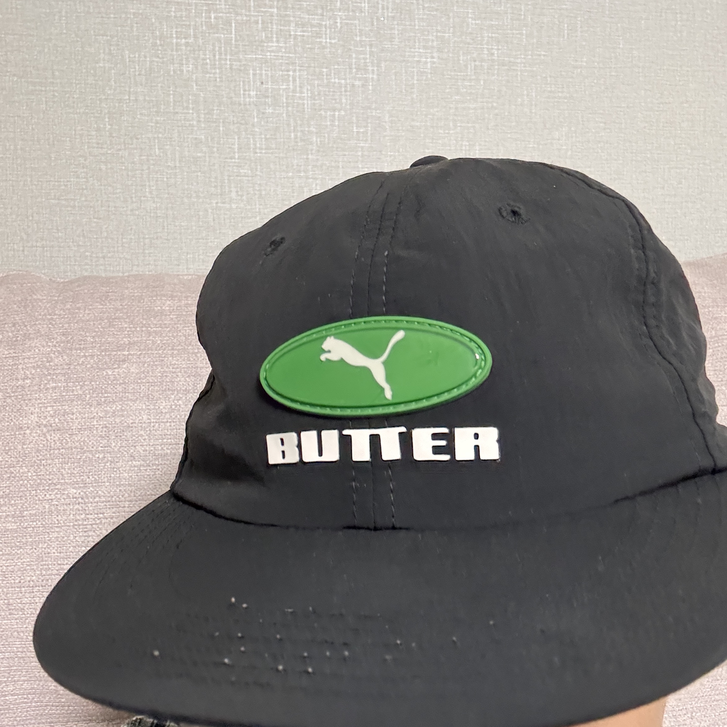 Puma x Butter Goods Flatbrim Cap Black Amazon Green 착용 스타일