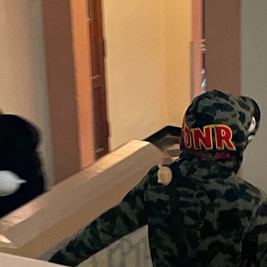 BAPE PONR 1st Camo 2nd Shark Full Zip Hoodie Green, Needles H.D. BDU Pants Black 착용 스타일 - 3