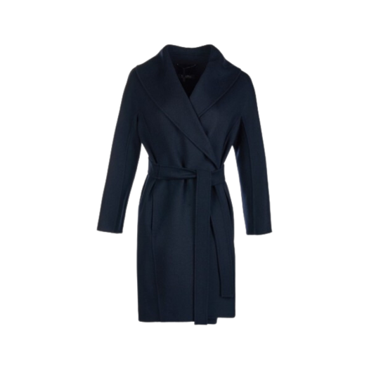 (W) S Max Mara Messi Wool Robe Coat Navy