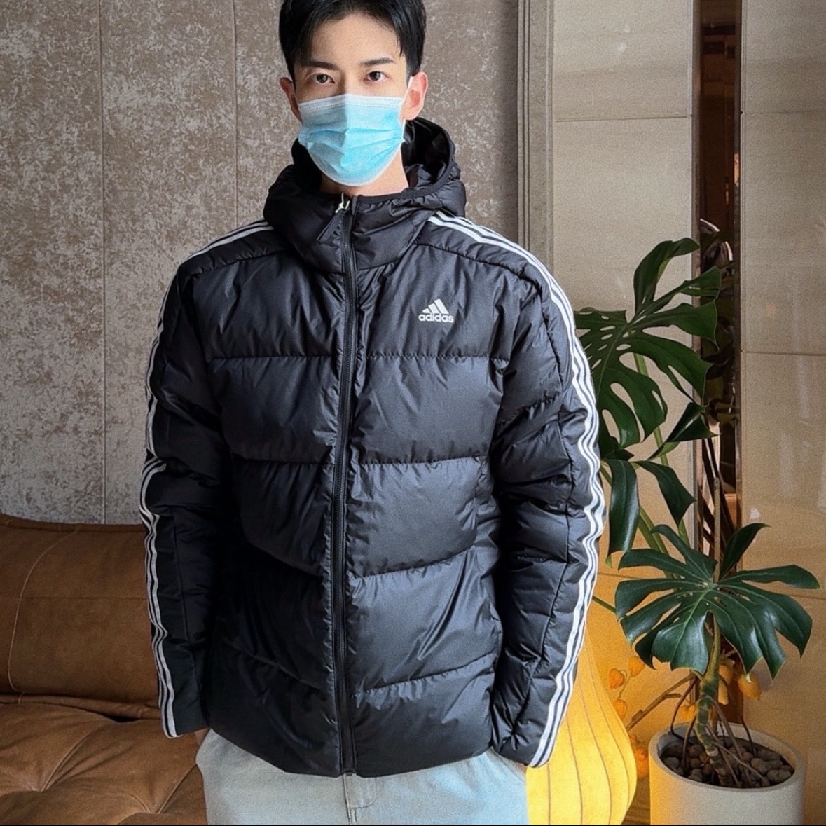 Adidas Sport Performance 3-Stripes Padded Jacket Black - KR Sizing 착용 스타일 - 2