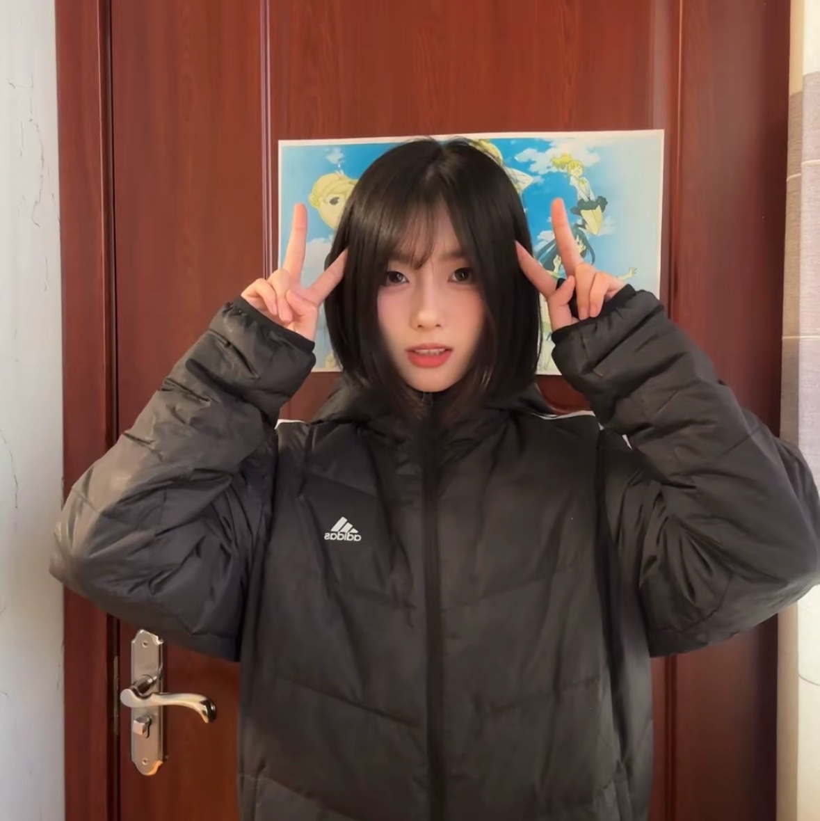 Adidas Sport Performance 3-Stripes Padded Jacket Black - KR Sizing 착용 스타일