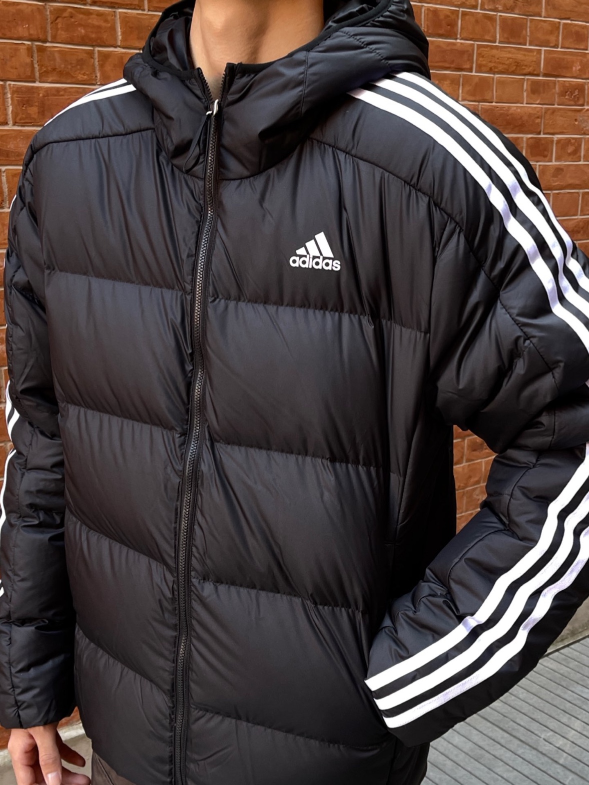 Adidas Sport Performance 3-Stripes Padded Jacket Black - KR Sizing 착용 스타일 - 2