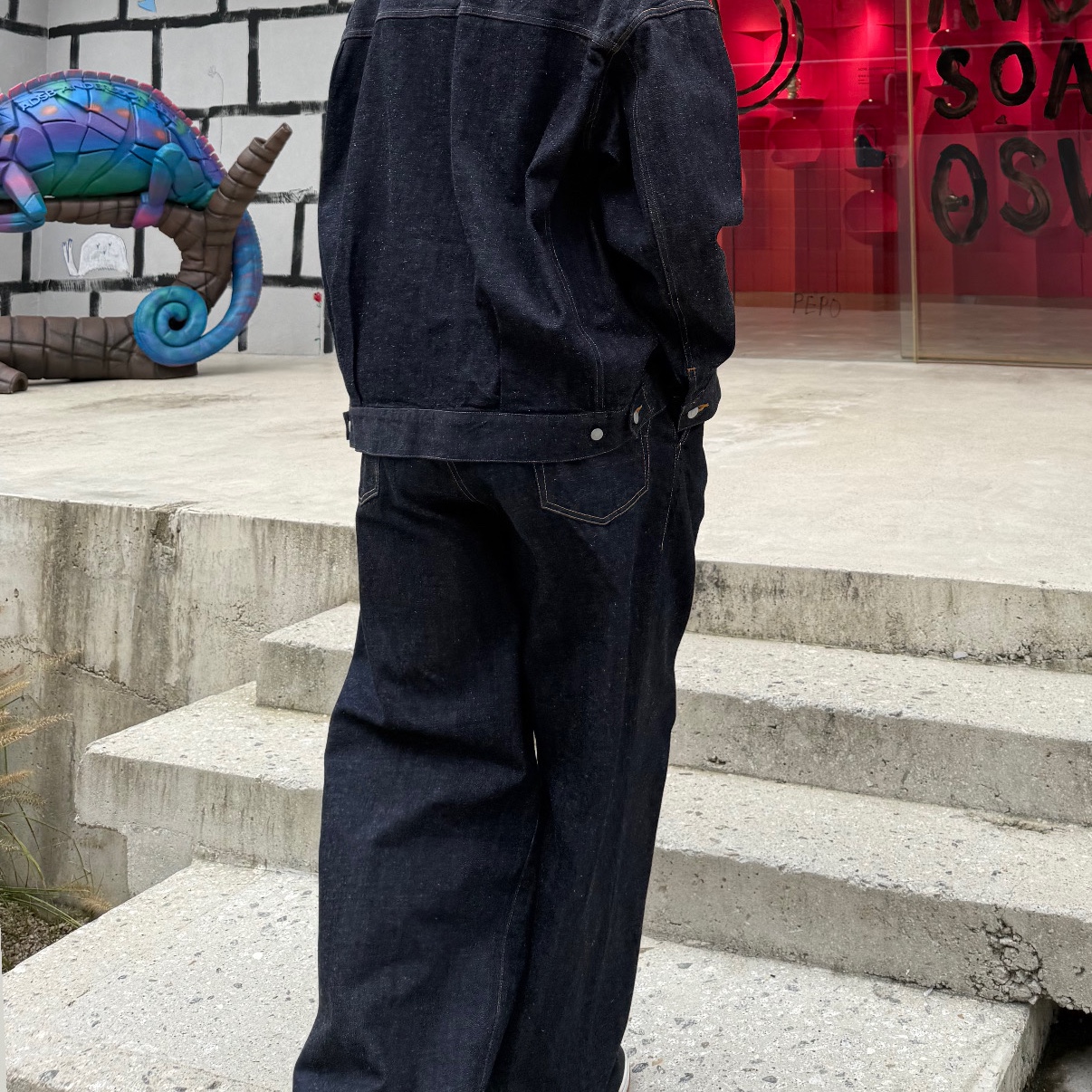 Markaware Miner Jacket Indigo, Nike Dunk Low Retro PRM Halloween 착용 스타일 - 1