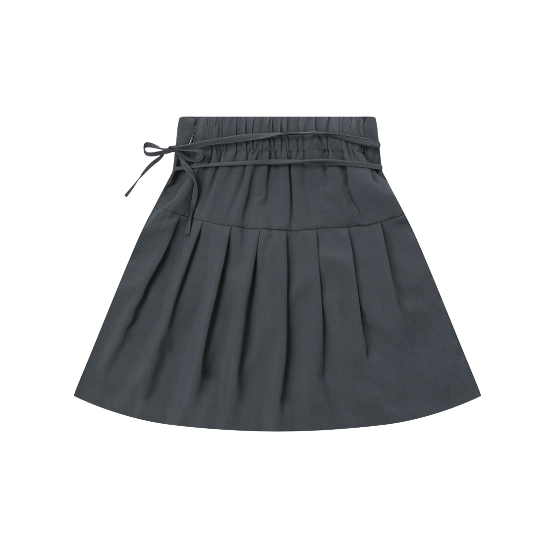 무센트 비마인 뒷밴딩 리본 플리츠 스커트 차콜(MUCENT Bemine Ribbon Pleated Skirt Charcoal) - 2