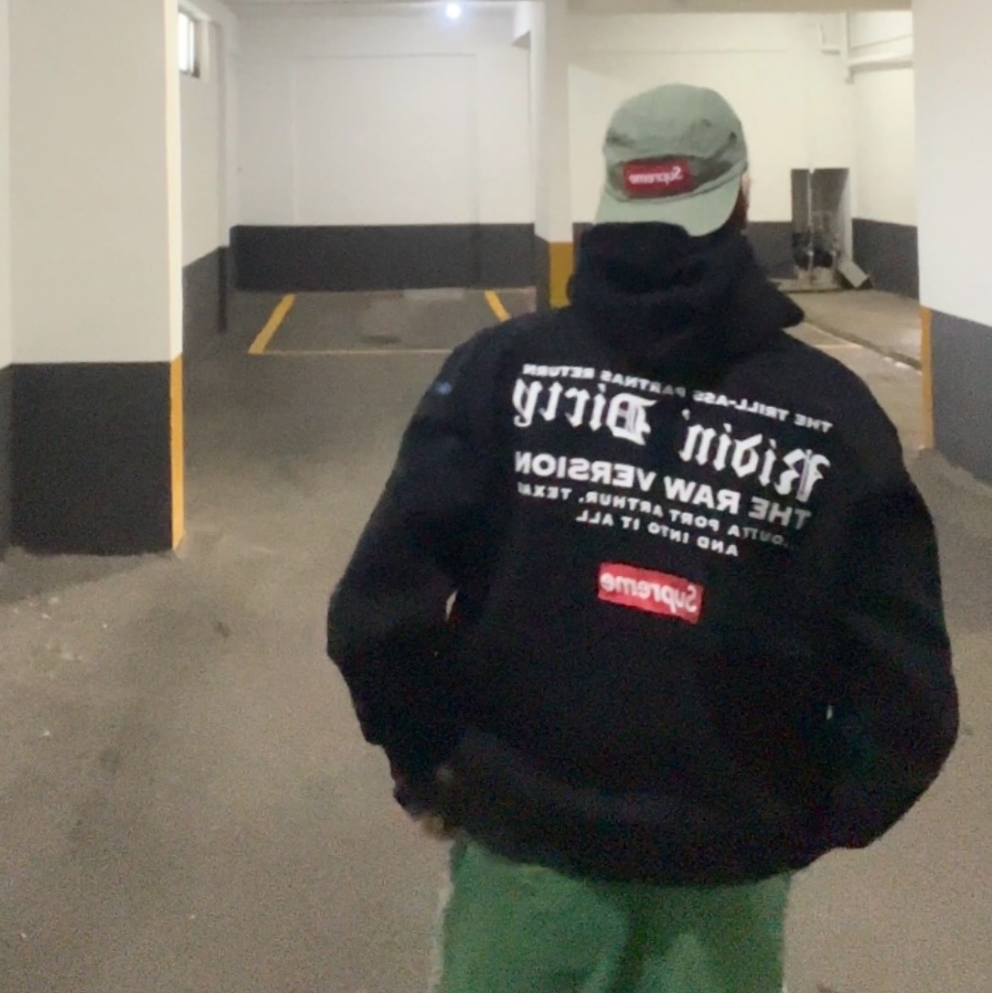 Supreme x UGK Hooded Sweatshirt Black - 24SS 착용 스타일 - 1
