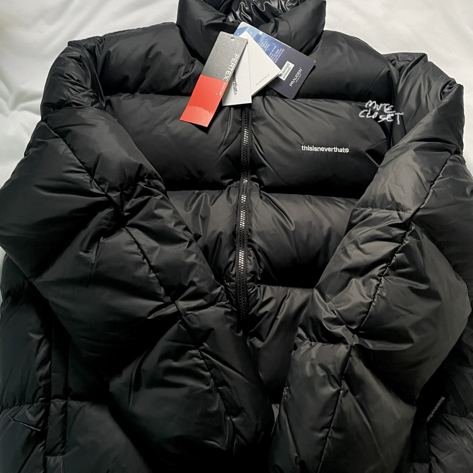 Thisisneverthat Pertex T Down Jacket Black 착용 스타일