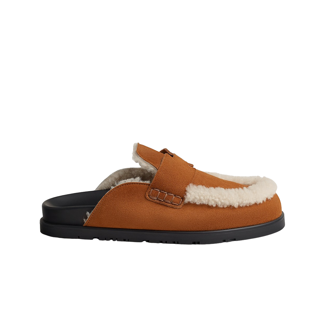 H232140ZA3 (W) Hermes Go Mule Suede Goatskin & Naturel Ecru