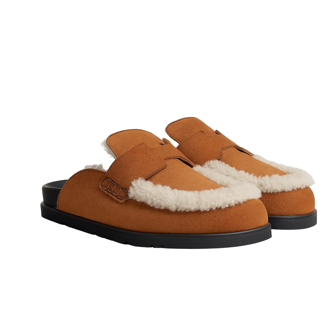 (W) 에르메스 고 뮬 스웨이드 고트스킨 & 나뛰렐 에크류((W) Hermes Go Mule Suede Goatskin & Naturel Ecru) - 2