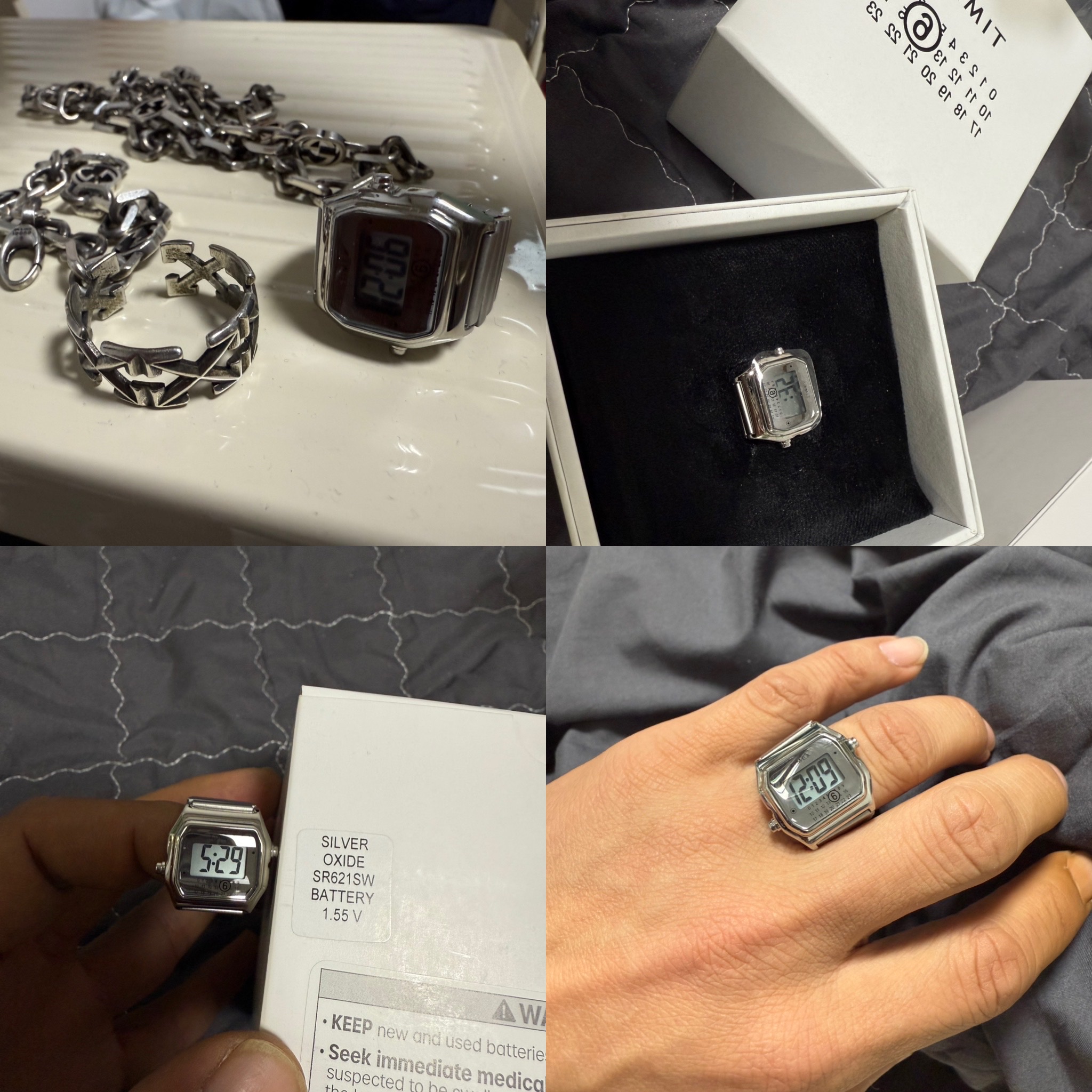 Timex x MM6 Maison Margiela Ring Digital Watch Stainless Steel 착용 스타일