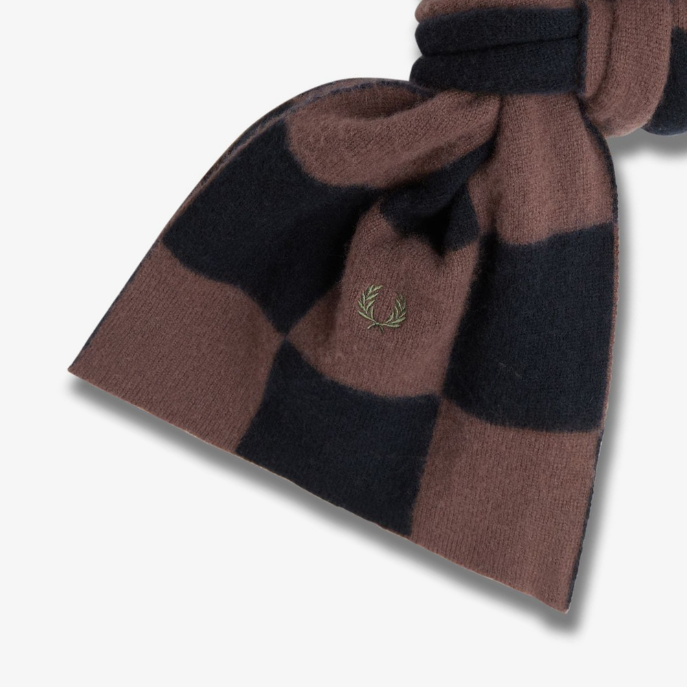 프레드페리 체커보드 램스울 스카프 캐링턴로드브릭(Fred Perry Chequerboard Lambswool Scarf Carrington Road Brick) - 3
