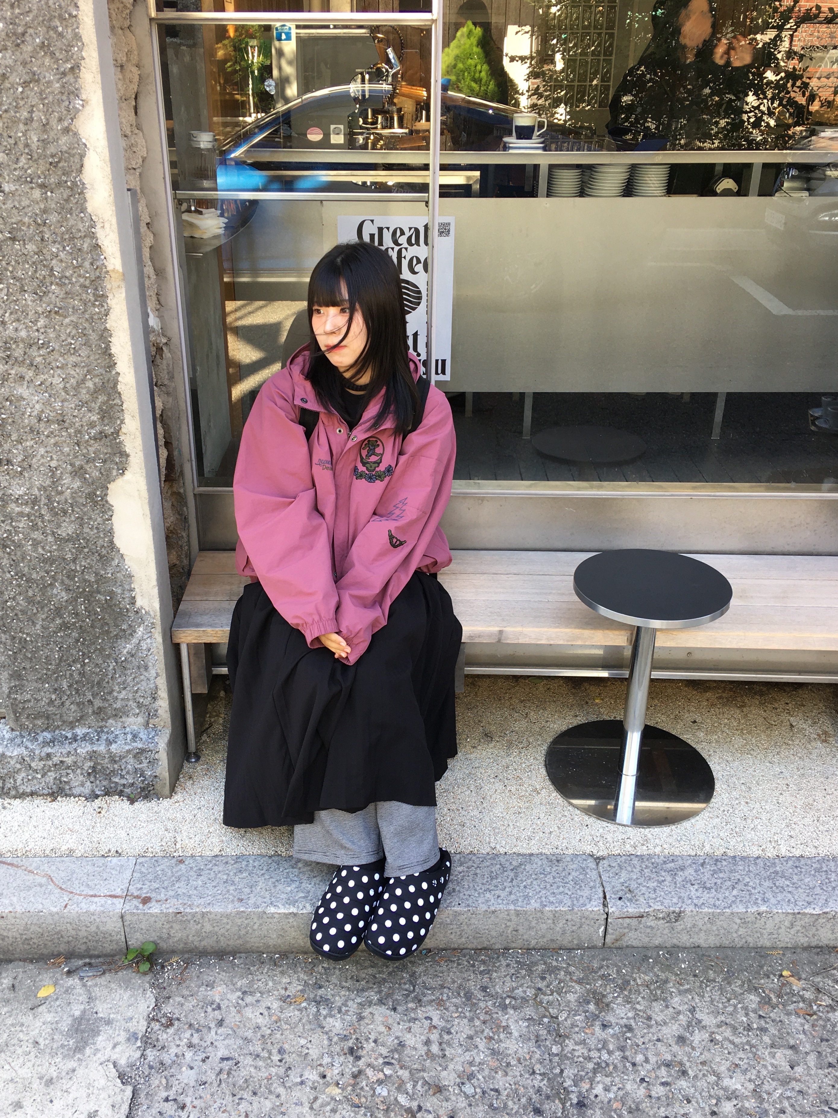 Subu Permanent F-Line Dots, Thisisneverthat x Grateful Dead SYF Wind Jacket Plum 착용 스타일 - 1