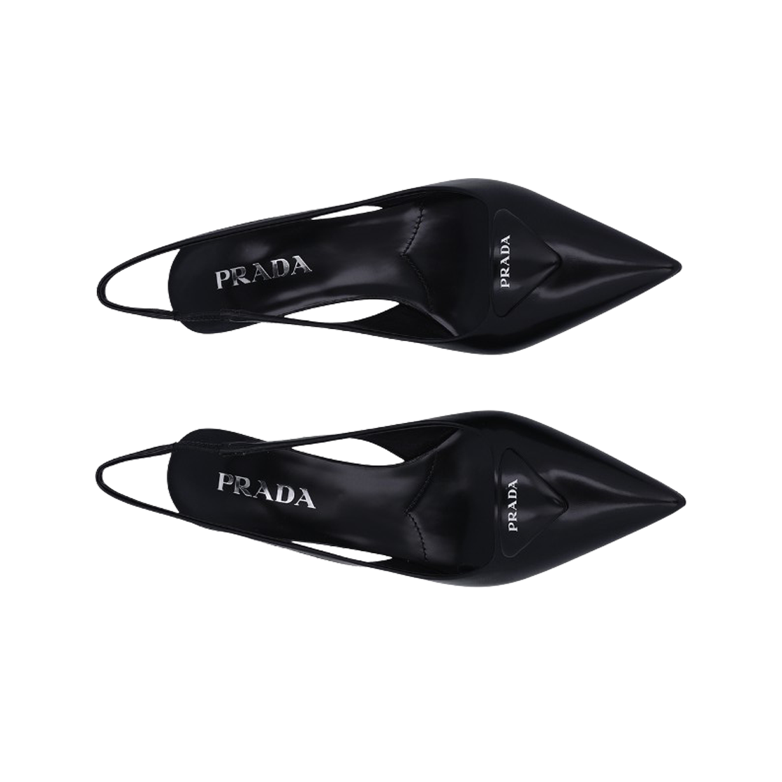 (W) 프라다 브러쉬드 레더 슬링백 펌프 블랙((W) Prada Brushed Leather Slingback Pumps Black) - 2