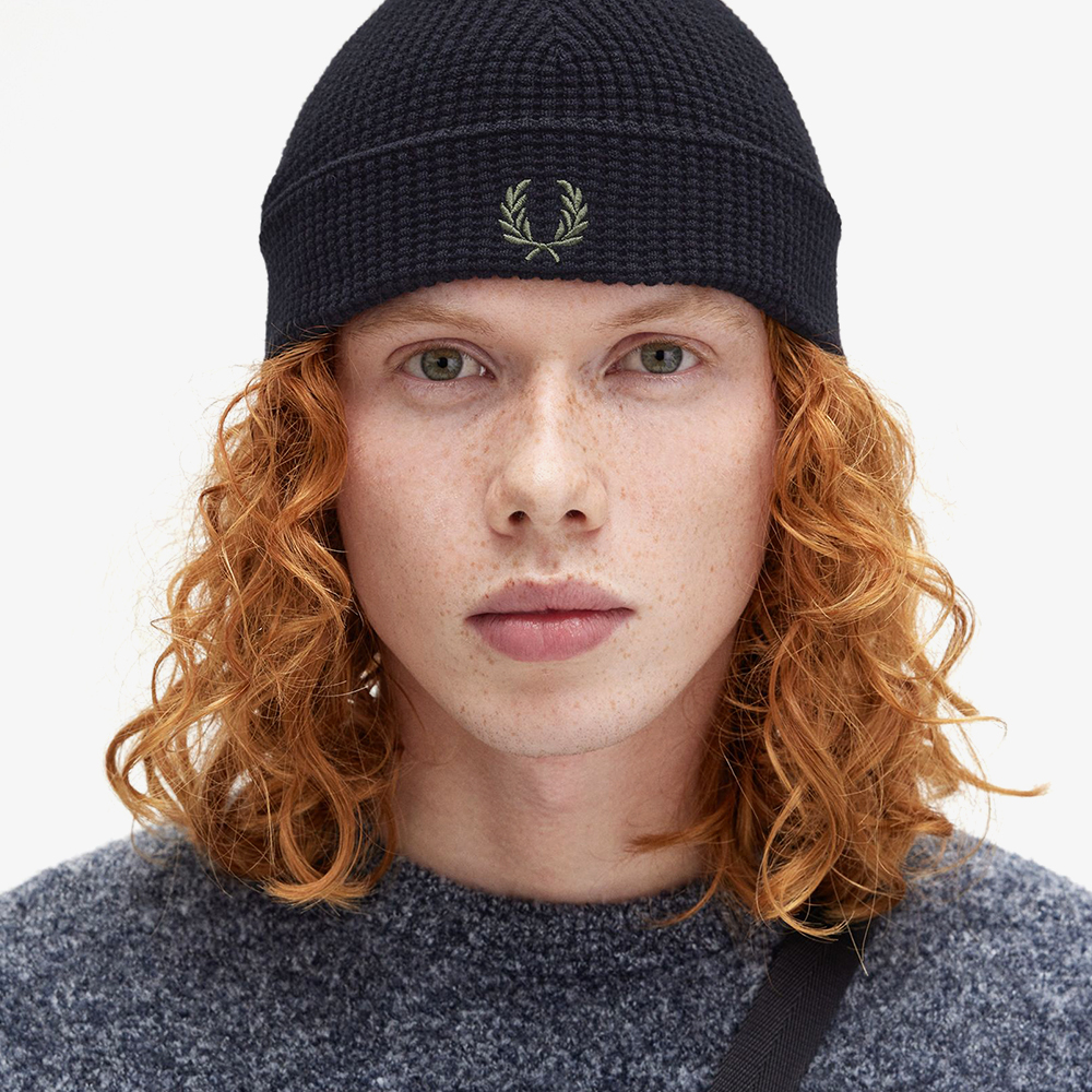 프레드페리 와플 니트 코튼 비니 블랙(Fred Perry Waffle Knit Beanie Black) - 4