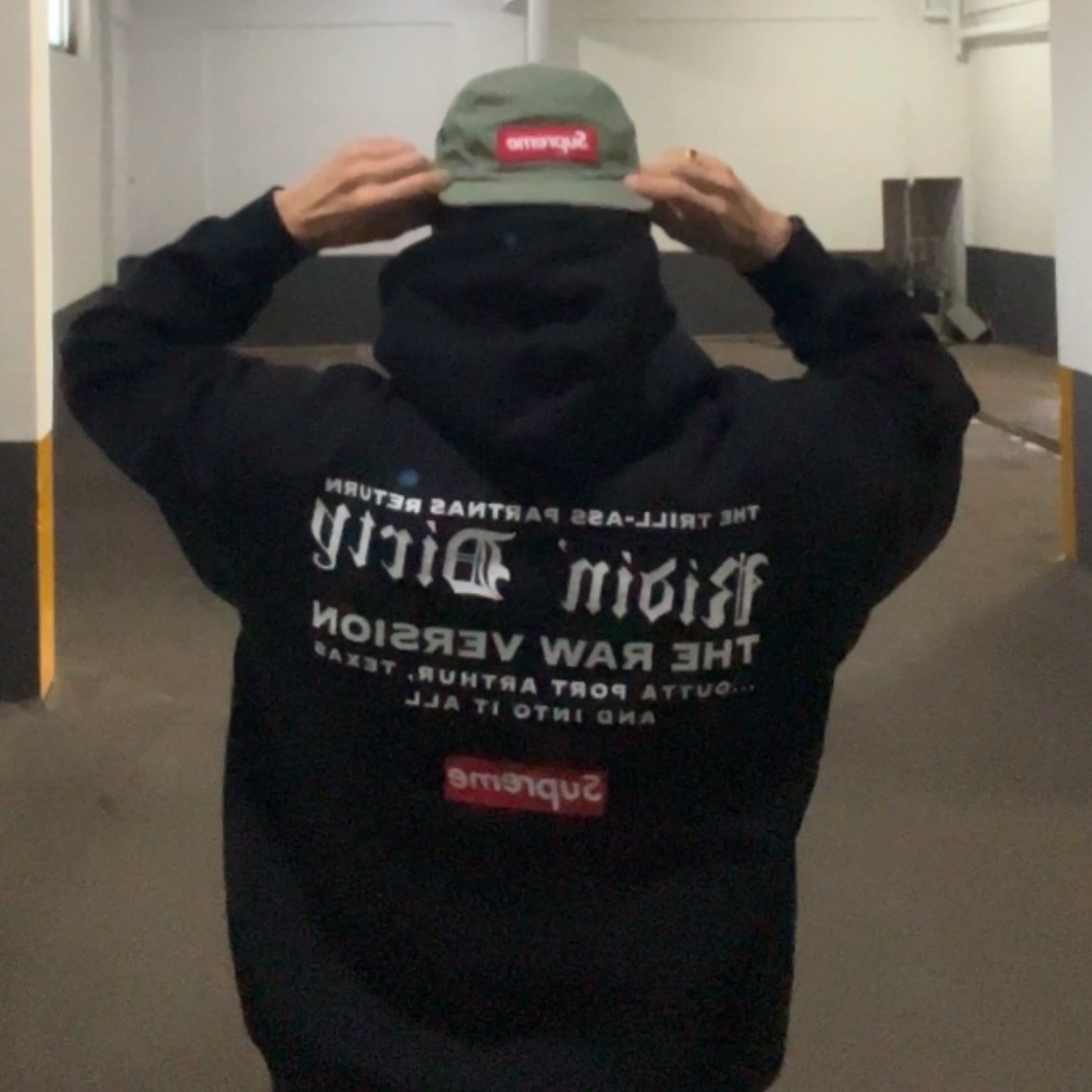 Supreme x UGK Hooded Sweatshirt Black - 24SS 착용 스타일 - 2